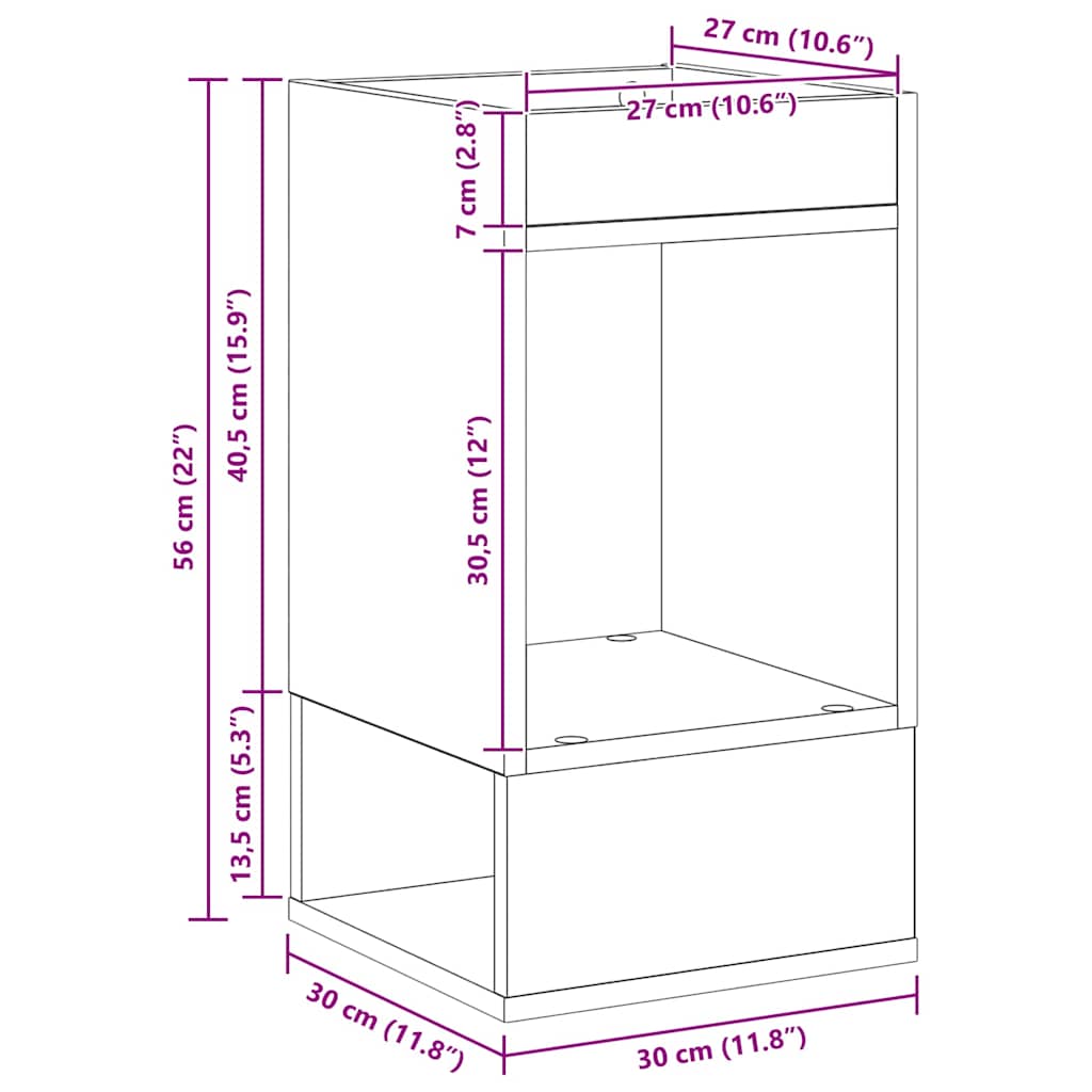 vidaXL Bijzettafel Wit 30 x 30 x 56 cm Bewerkt hout