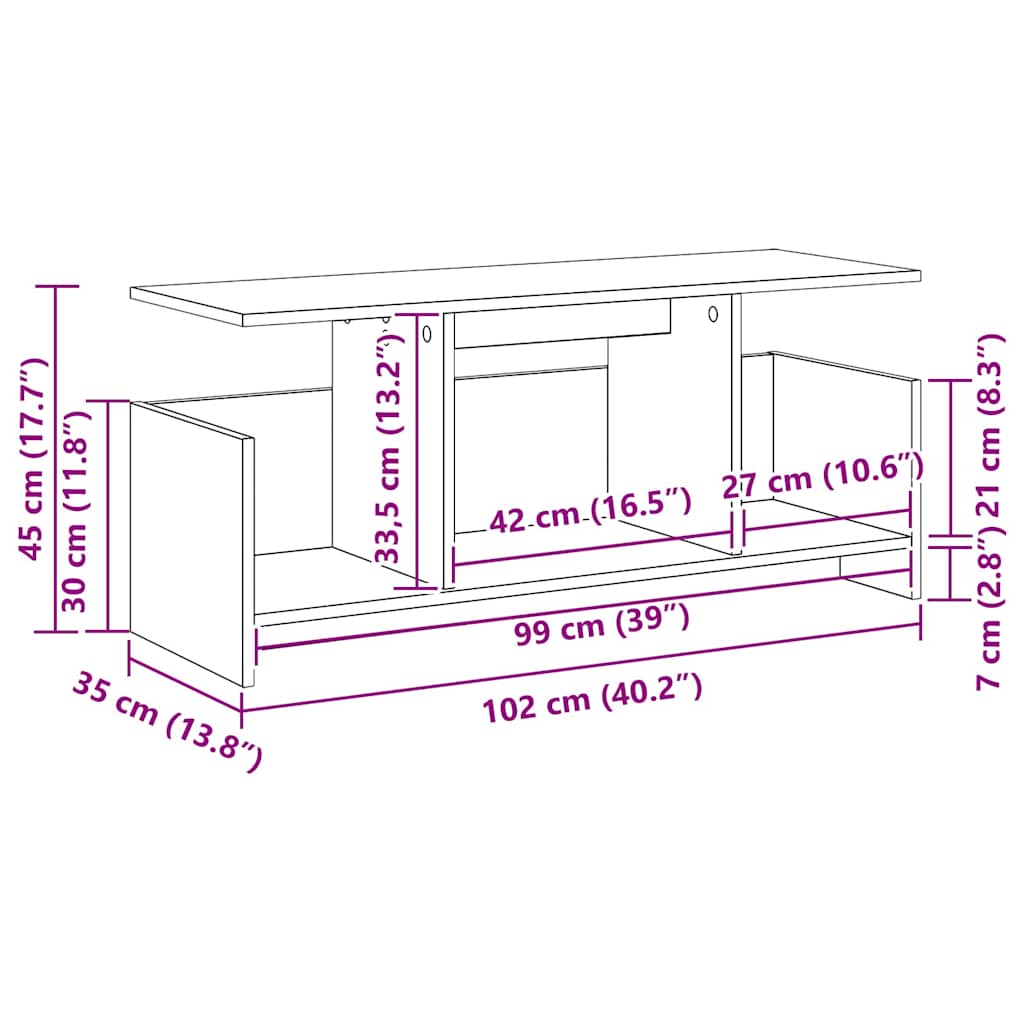vidaXL TV-standaard Wit 102 x 35 x 45 cm Bewerkt hout