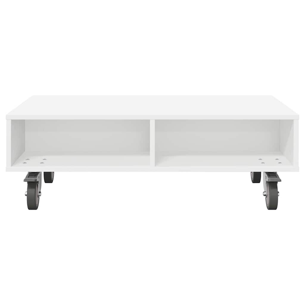 vidaXL Bijzettafel met wielen Wit 90 x 50 x 30 cm Bewerkt hout