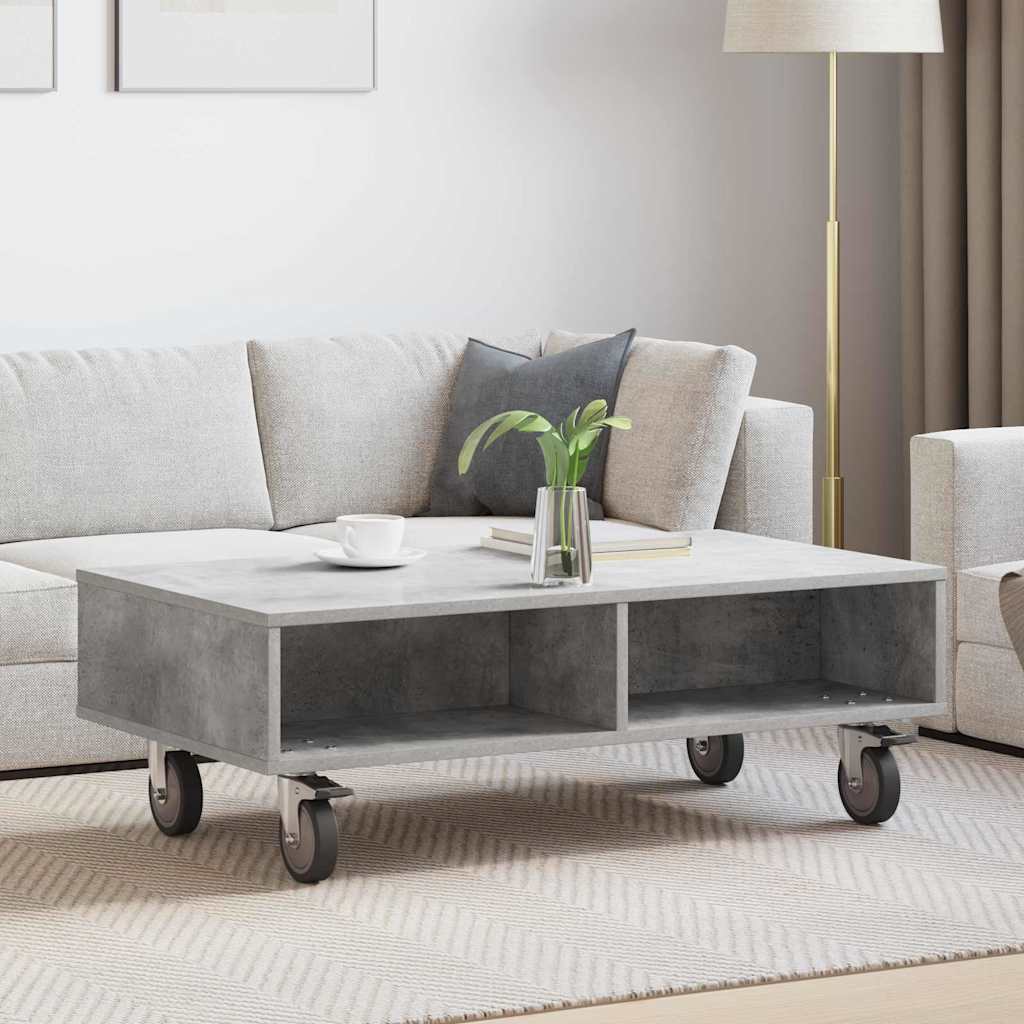 vidaXL Bijzettafel met wielen Wit 90 x 50 x 30 cm Bewerkt hout