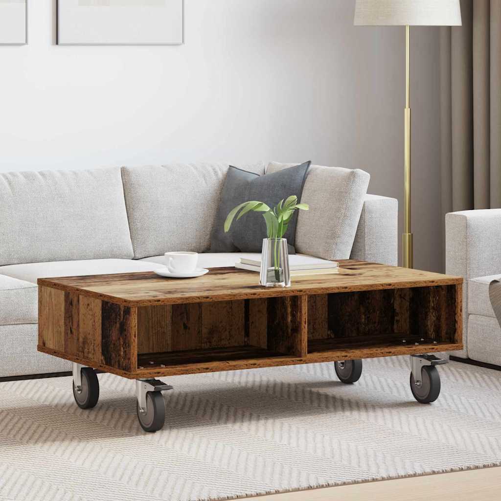 vidaXL Bijzettafel met wielen Wit 90 x 50 x 30 cm Bewerkt hout