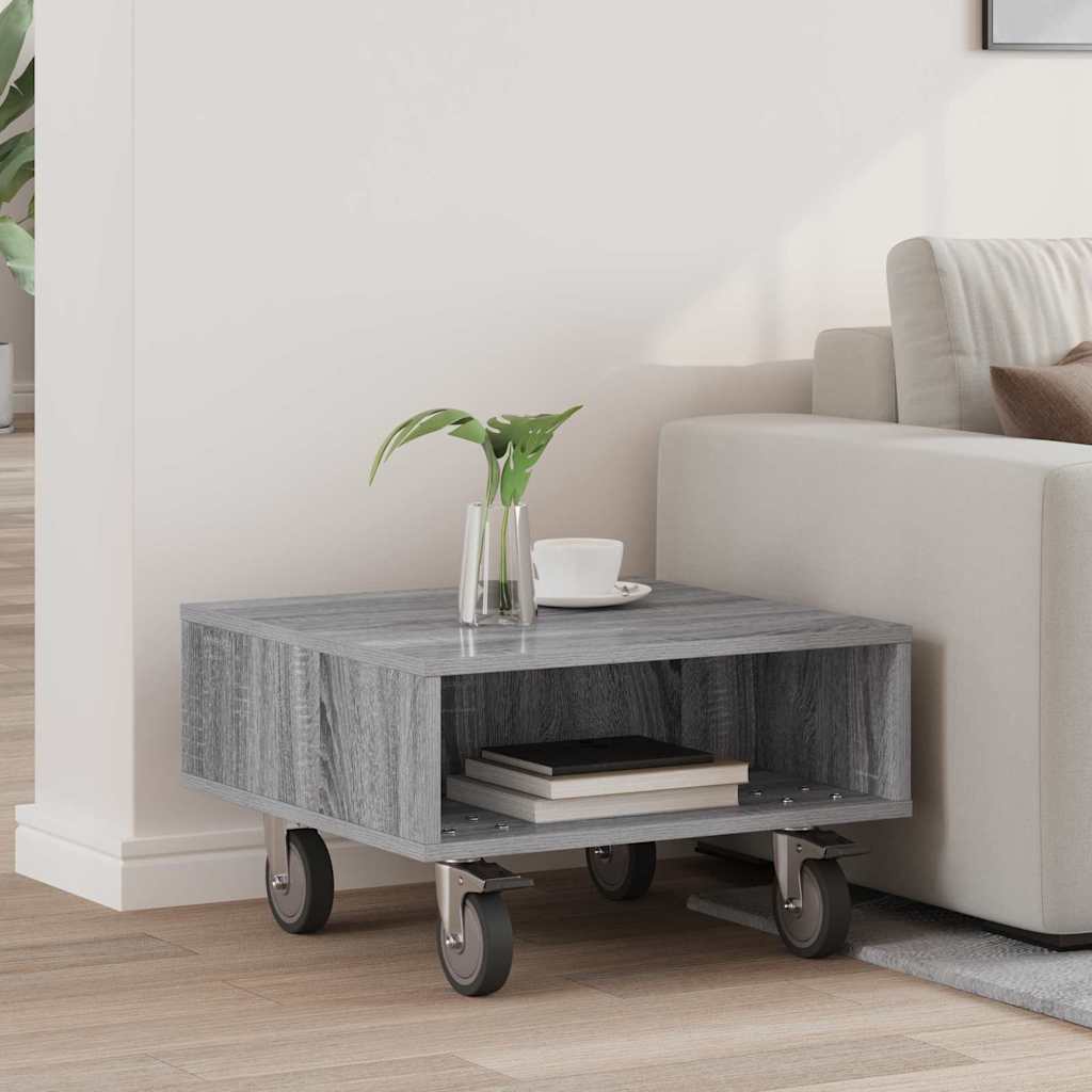 vidaXL Bijzettafel met wielen Wit 90 x 50 x 30 cm Bewerkt hout