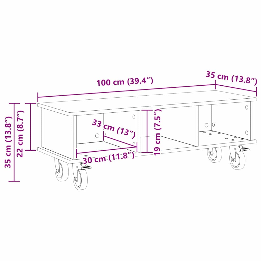 vidaXL TV-standaard Wit 100 x 35 x 35 cm Bewerkt hout