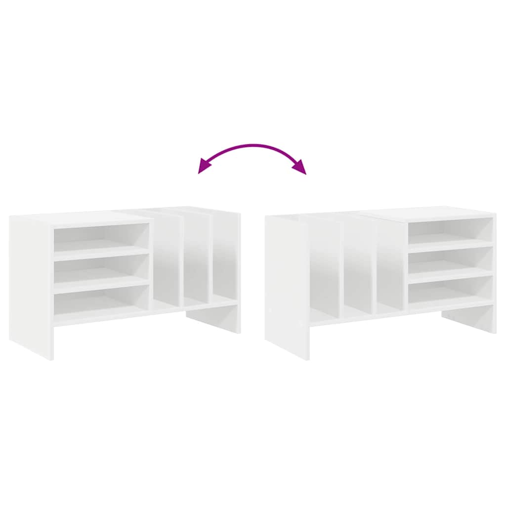 vidaXL Platenkast met plank Wit 78.5 x 35 x 45 cm Bewerkt hout