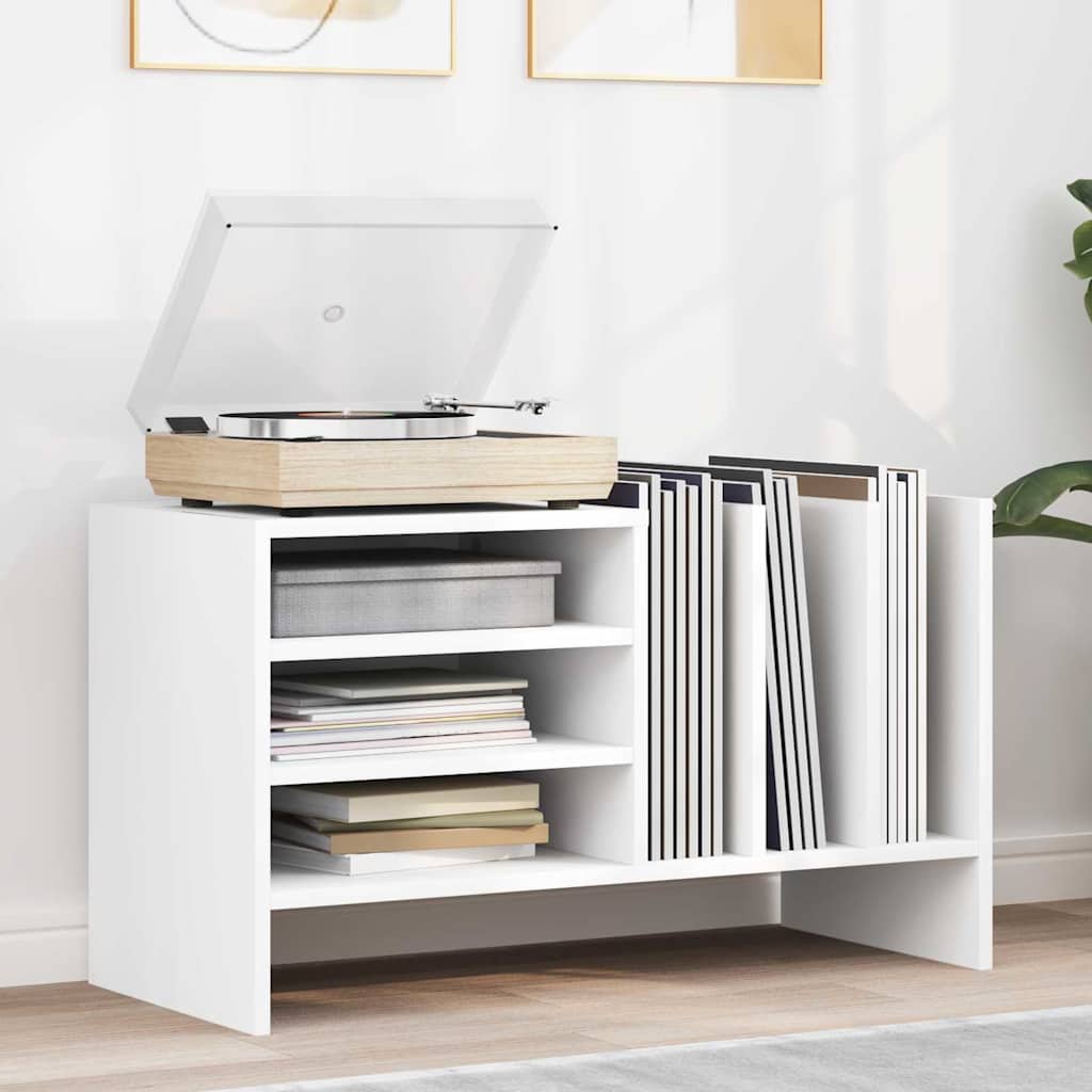 vidaXL Platenkast met plank Wit 78.5 x 35 x 45 cm Bewerkt hout
