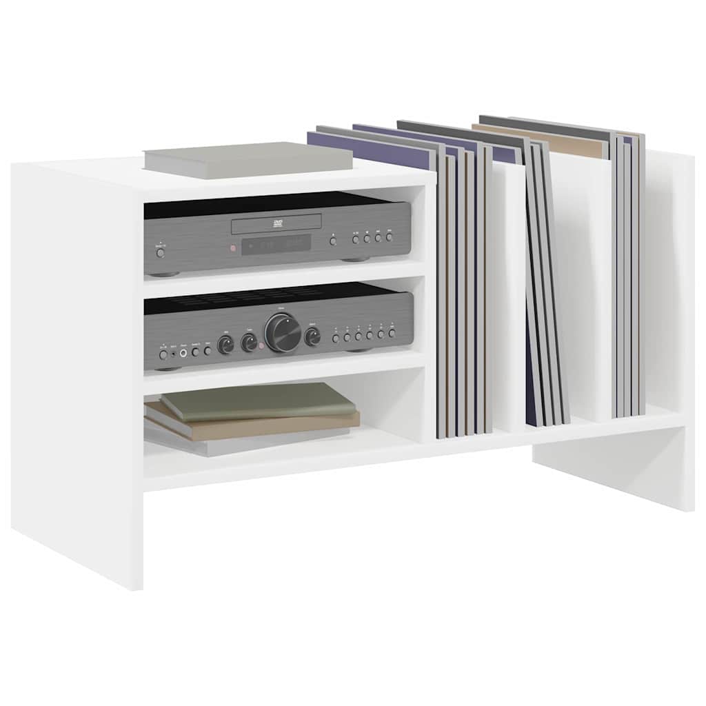 vidaXL Platenkast met plank Wit 78.5 x 35 x 45 cm Bewerkt hout