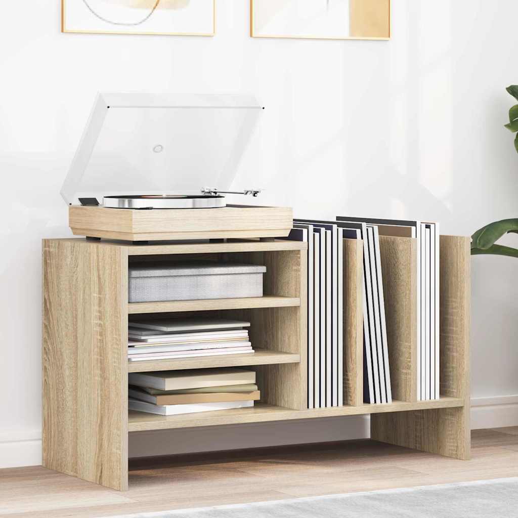 vidaXL Platenkast met plank Wit 78.5 x 35 x 45 cm Bewerkt hout