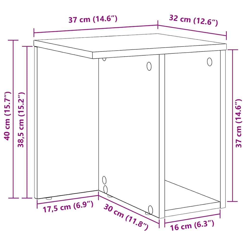 vidaXL Bijzettafel Wit 37 x 32 x 40 cm Bewerkt hout