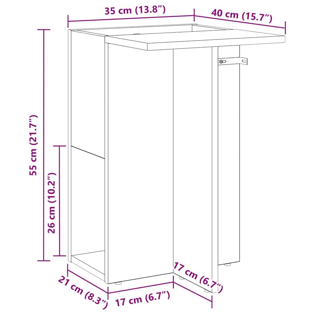 vidaXL Bijzettafel Wit 35 x 40 x 55 cm Bewerkt hout