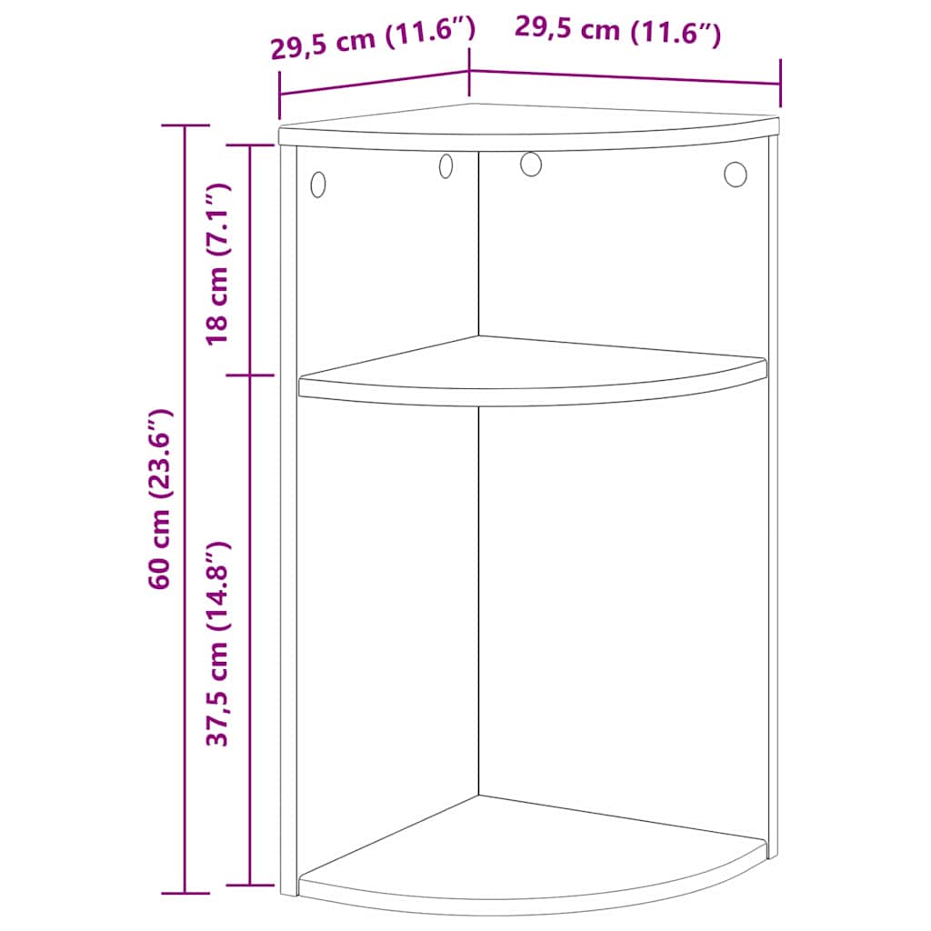 vidaXL Bijzettafel Wit 29,6 x 29,6 x 60 cm Bewerkt hout