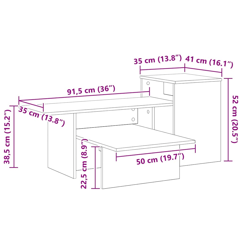 vidaXL Wandtafel Wit 80 x 50 x 225 cm Bewerkt hout