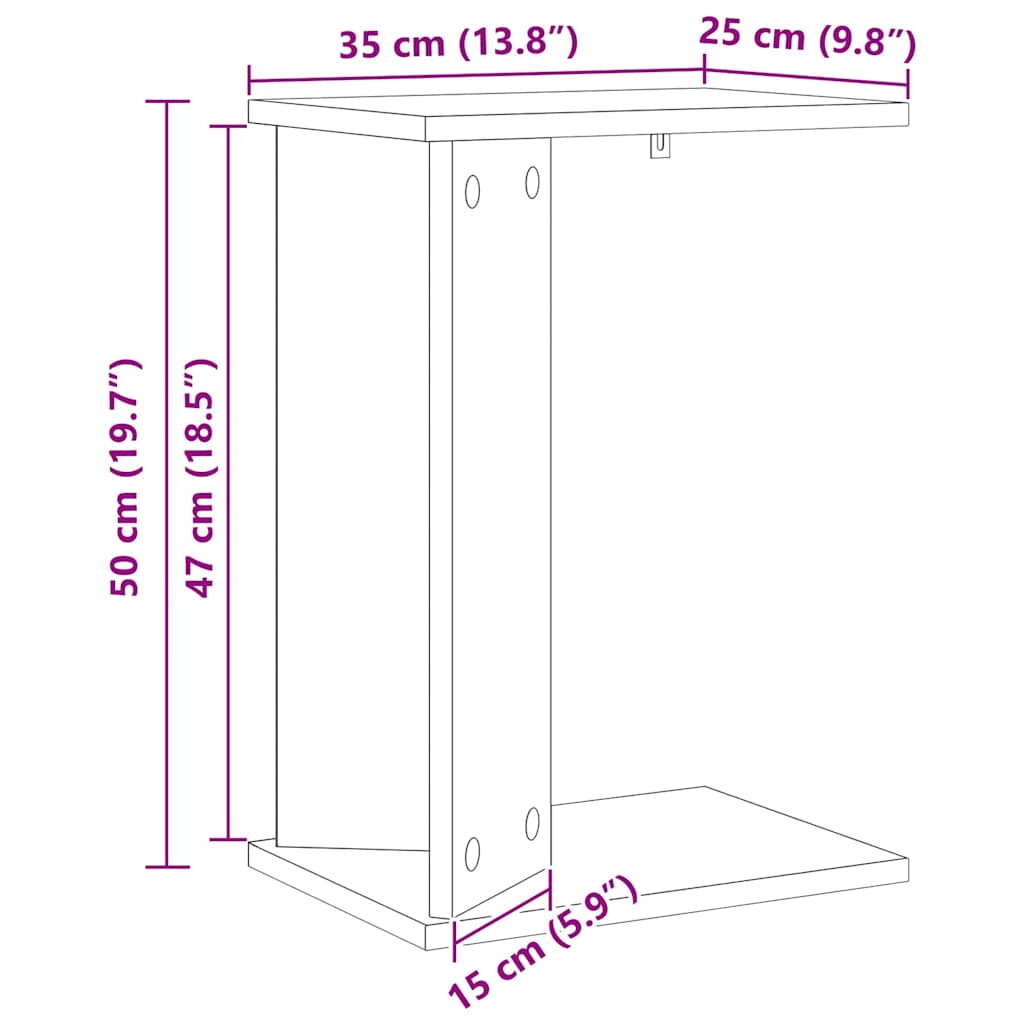 vidaXL Bijzettafel Wit 35 x 25 x 50 cm Bewerkt hout