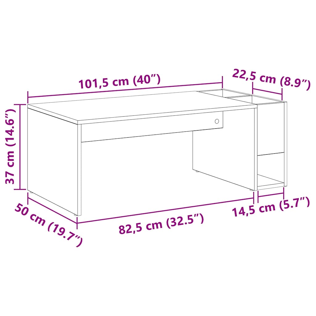 vidaXL Salontafel Wit 101,5 x 50 x 37 cm Bewerkt hout