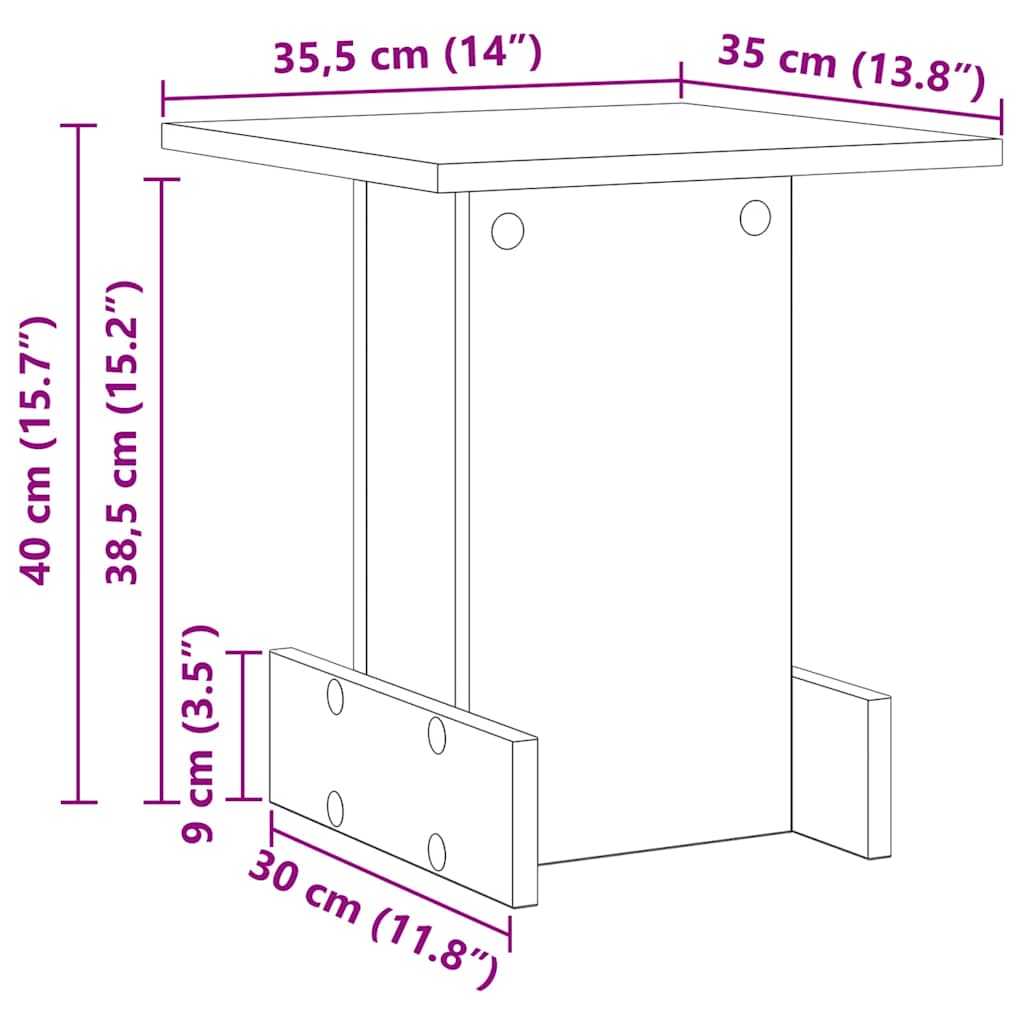 vidaXL Bijzettafel Wit 44,5 x 45 x 55 cm Bewerkt hout