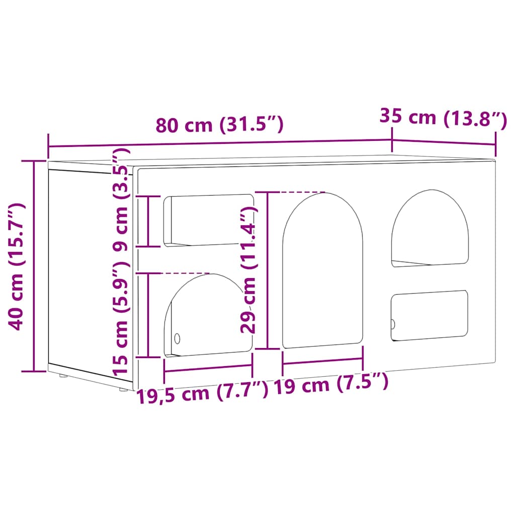 vidaXL TV-kast Wit 80 x 35 x 40 cm Bewerkt hout