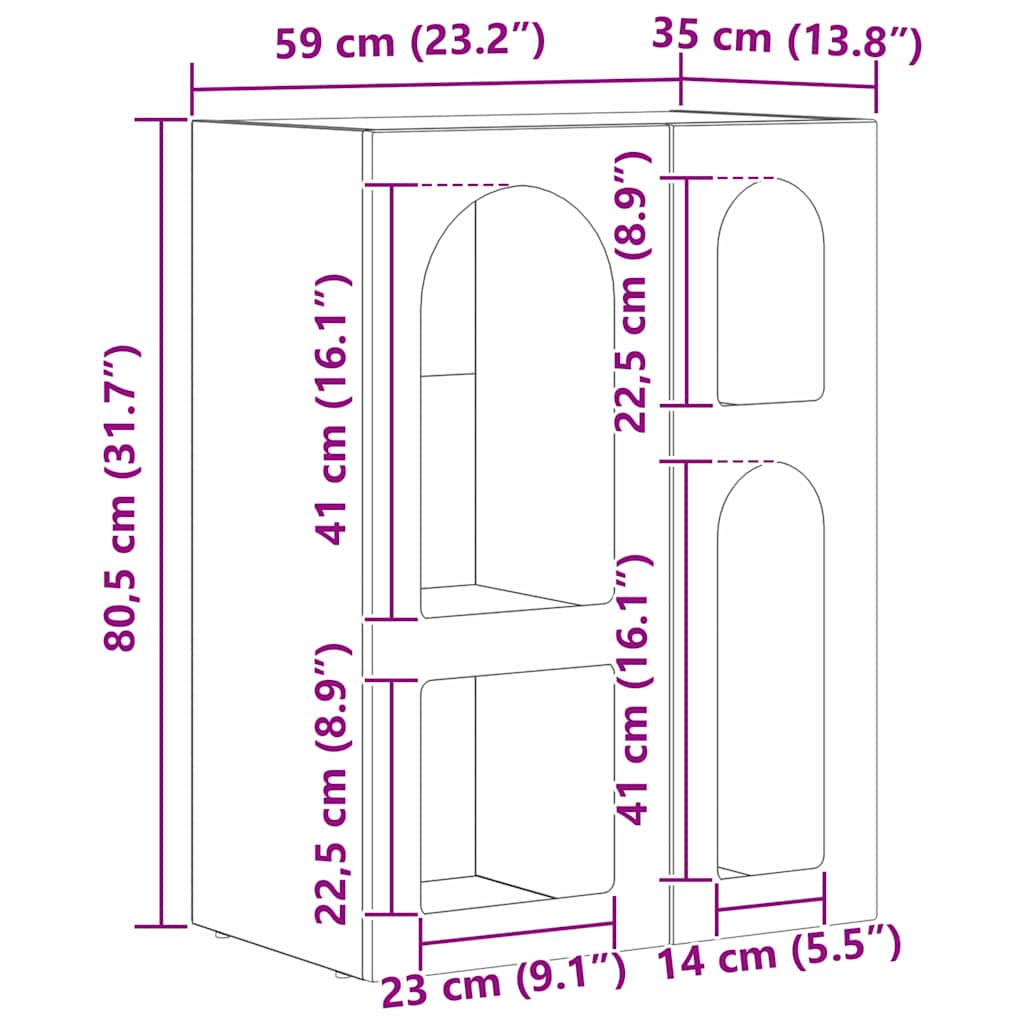 vidaXL Dressoir Wit 59 x 35 x 80.5 cm Bewerkt hout