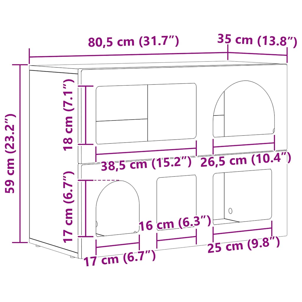 vidaXL Dressoir Wit 80,5 x 35 x 59 cm Bewerkt hout