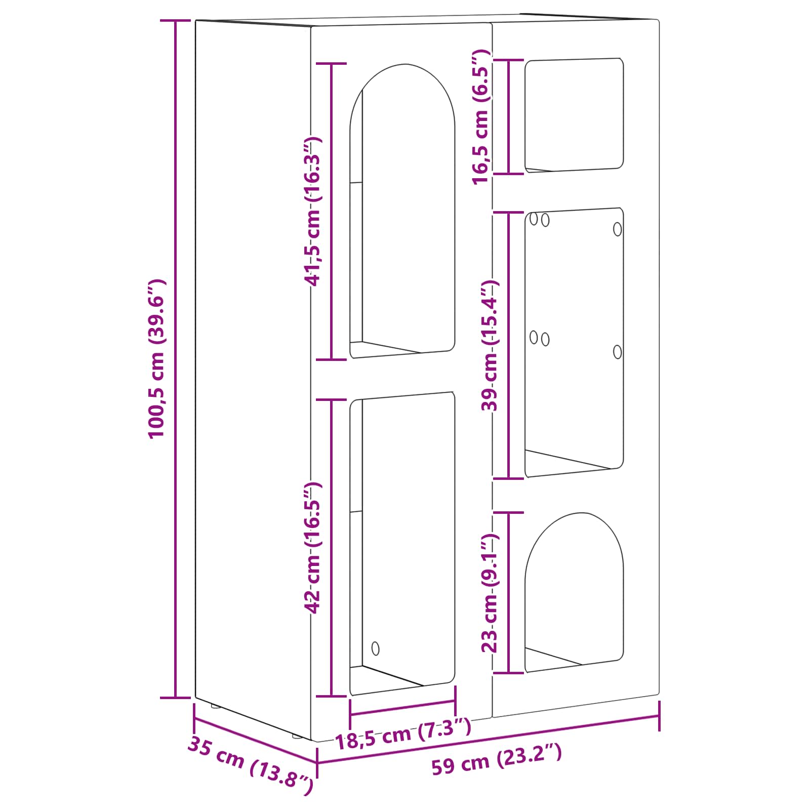 vidaXL Dressoir Wit 59 x 35 x 100,5 cm Bewerkt hout