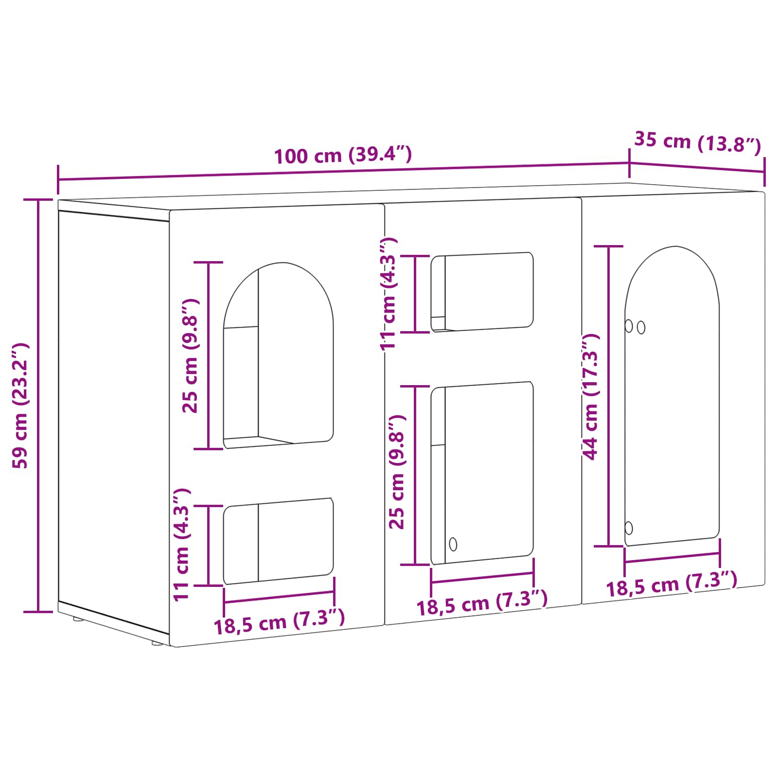 vidaXL Dressoir Wit 100 x 35 x 59 cm Bewerkt hout