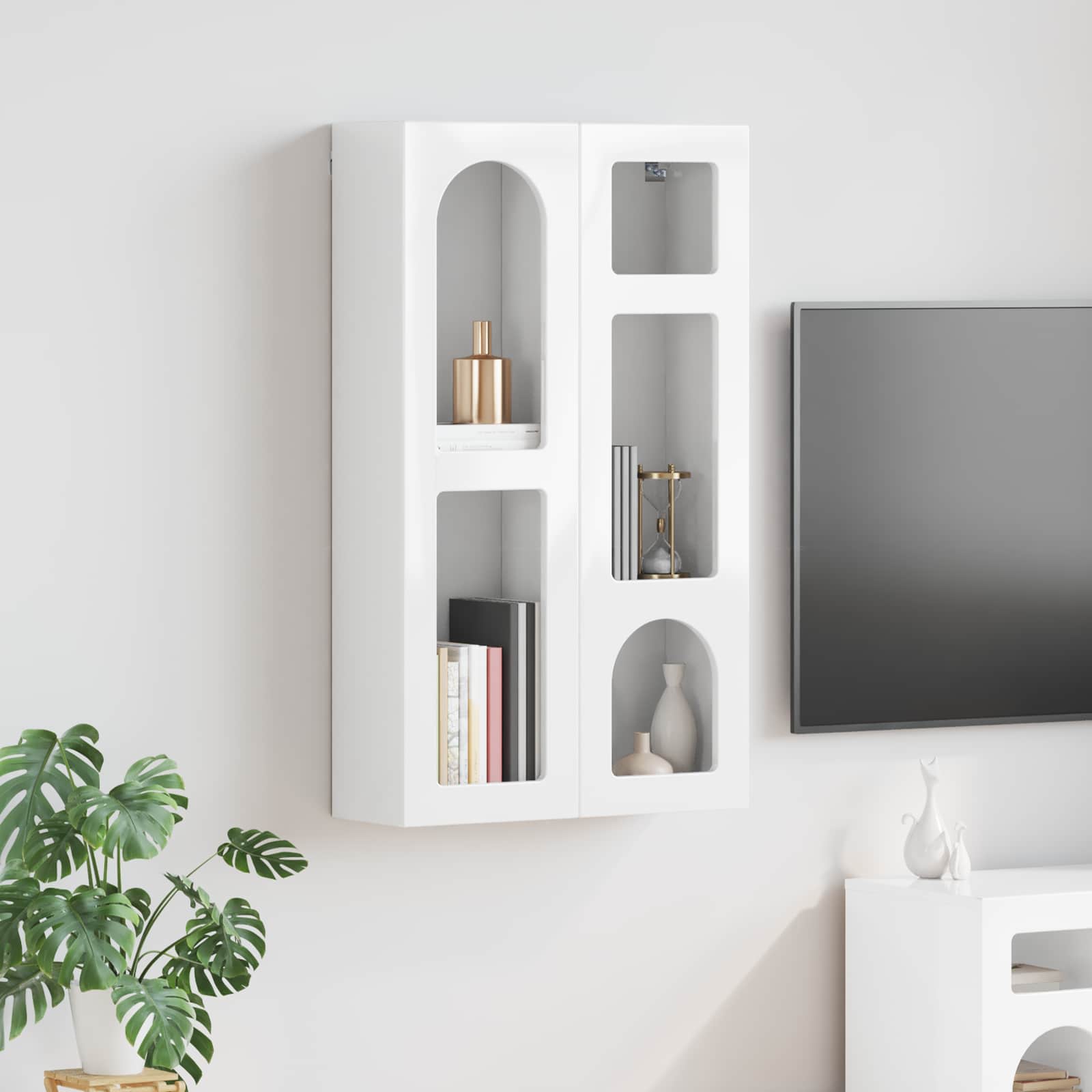 vidaXL Hangkast met plank met opslag Wit 59 x 20 x 100 cm Bewerkt hout