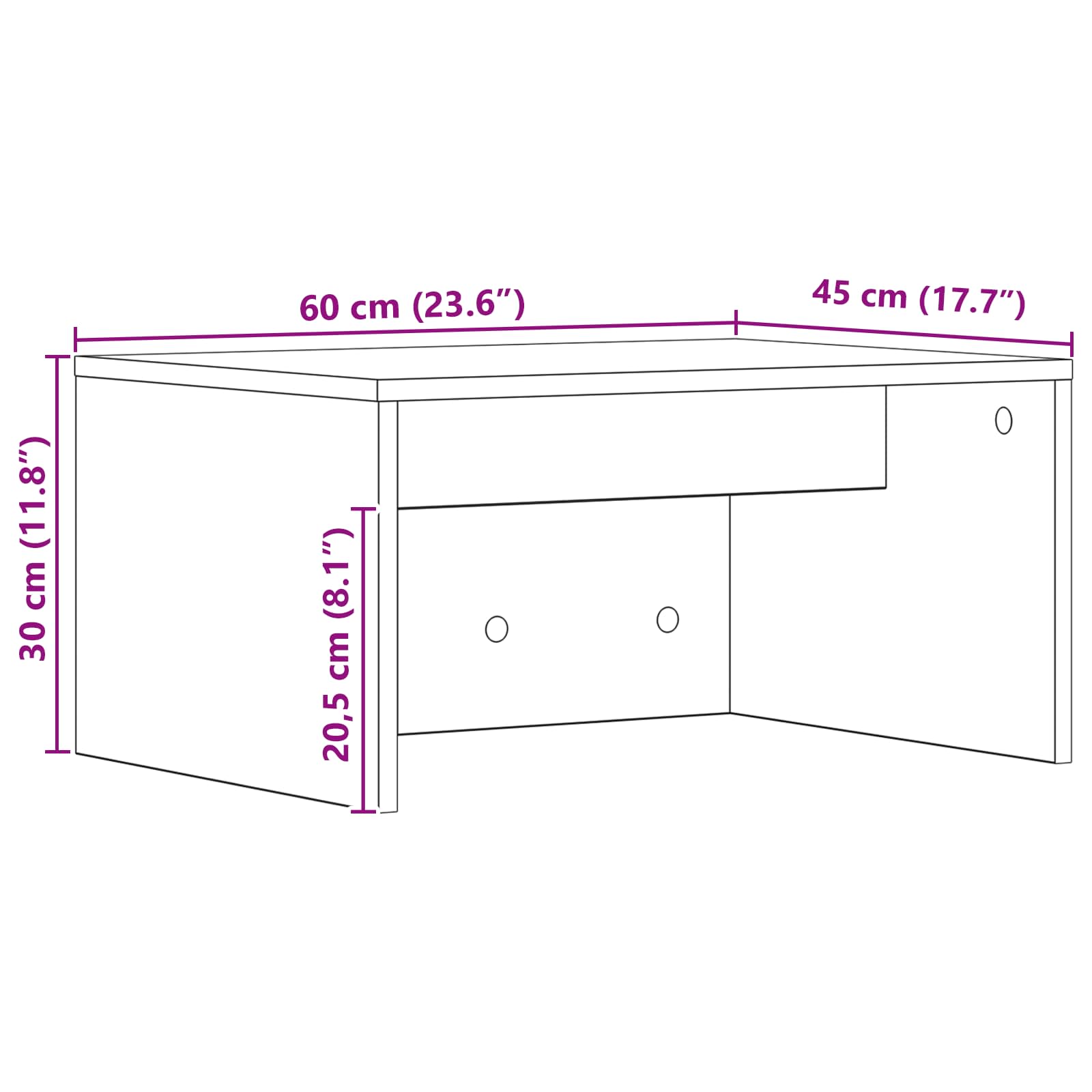 vidaXL Aan de muur bevestigd bureau Wit 100 x 45 x 30 cm Bewerkt hout