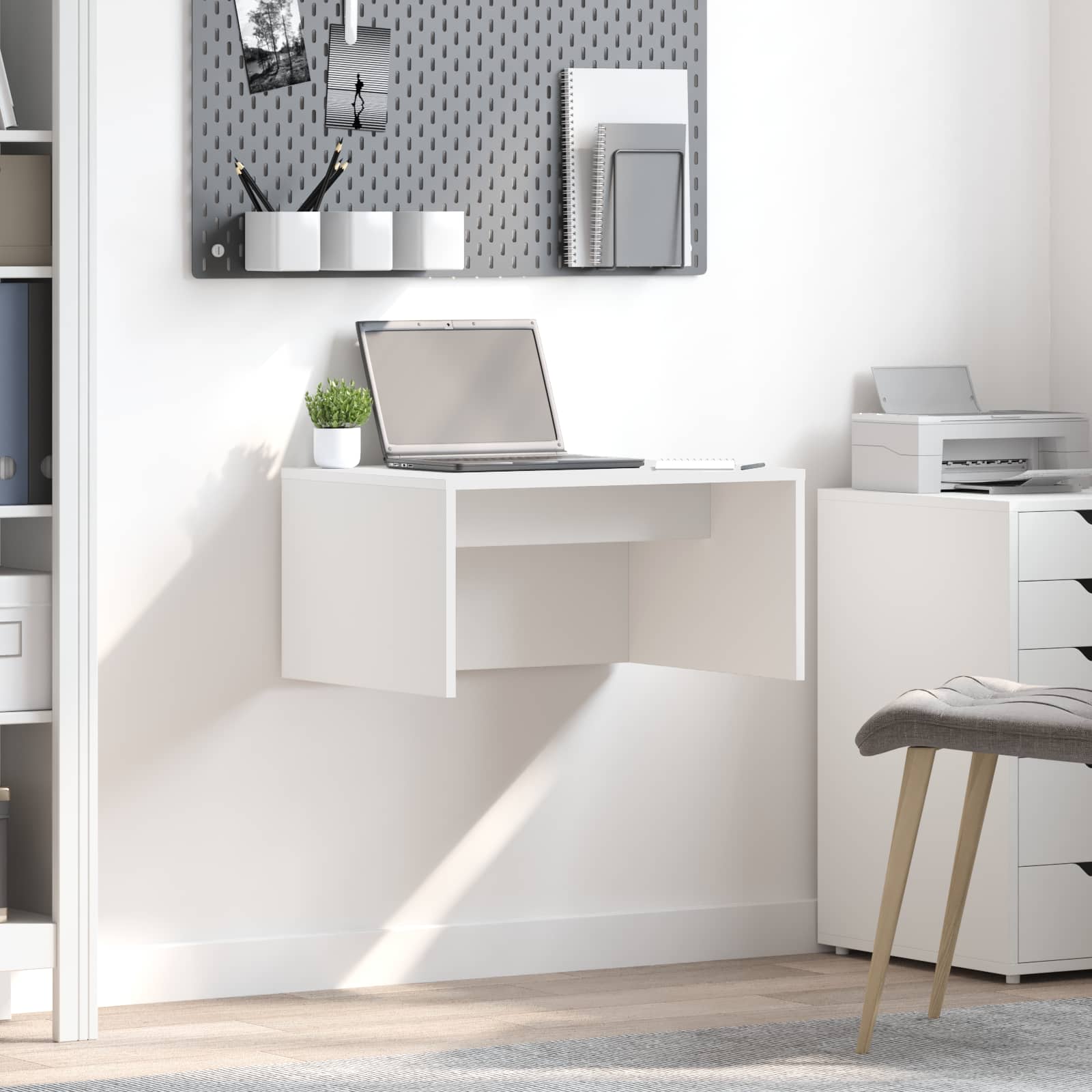 vidaXL Aan de muur bevestigd bureau Wit 100 x 45 x 30 cm Bewerkt hout