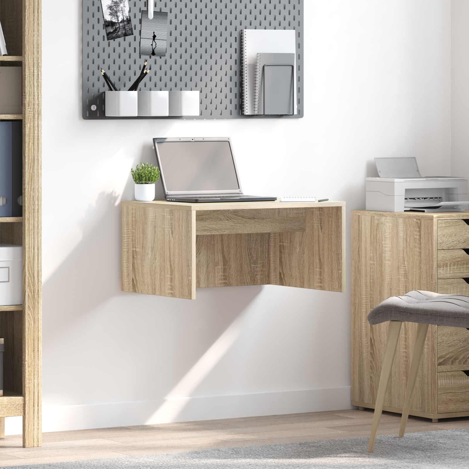 vidaXL Aan de muur bevestigd bureau Wit 100 x 45 x 30 cm Bewerkt hout