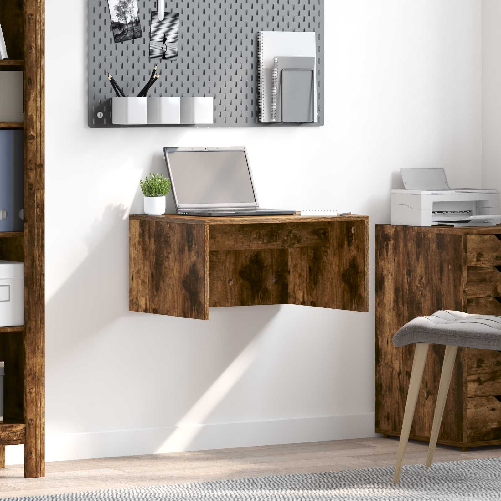 vidaXL Aan de muur bevestigd bureau Wit 100 x 45 x 30 cm Bewerkt hout