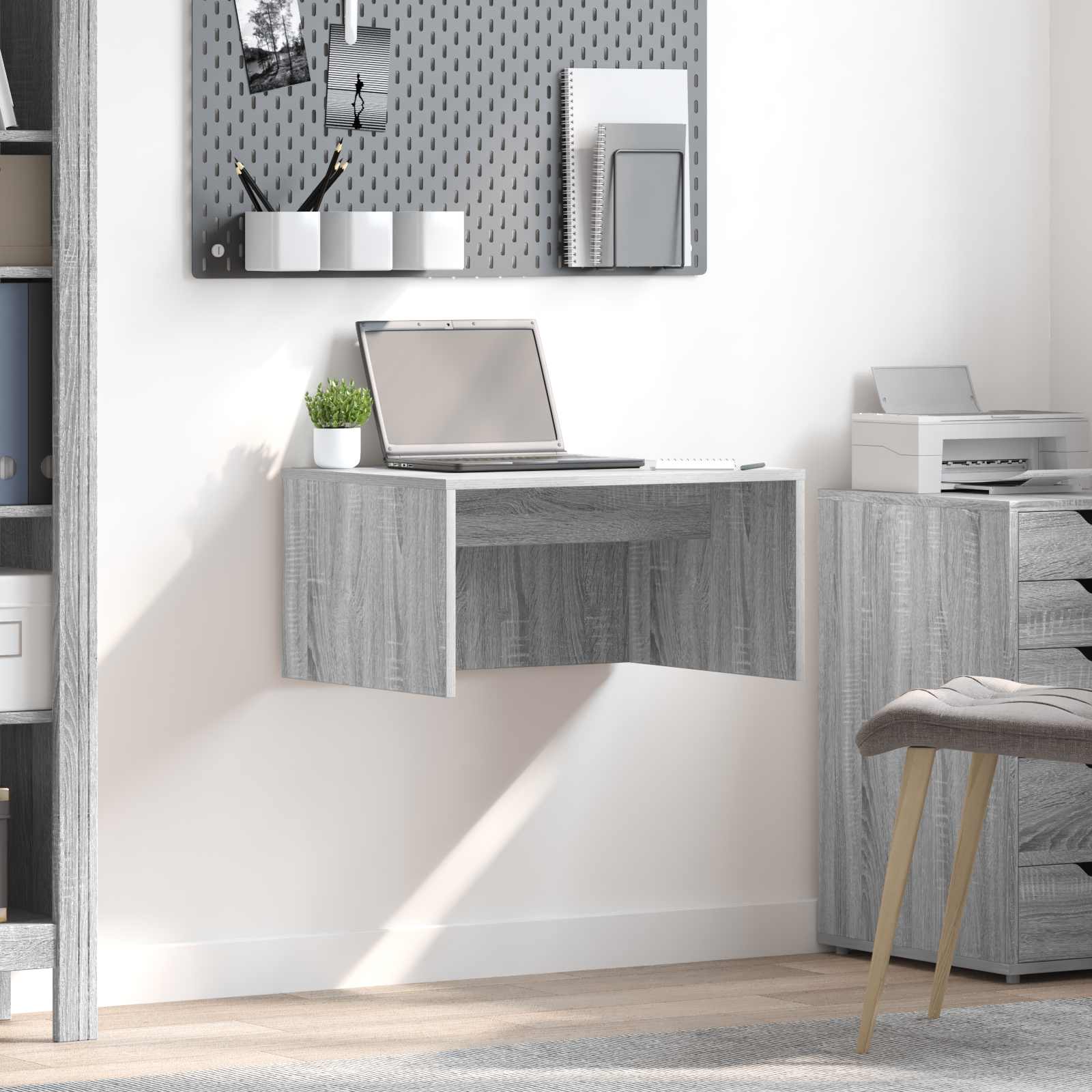 vidaXL Aan de muur bevestigd bureau Wit 100 x 45 x 30 cm Bewerkt hout