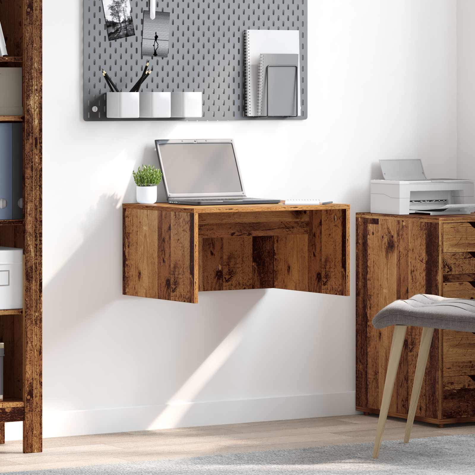 vidaXL Aan de muur bevestigd bureau Wit 100 x 45 x 30 cm Bewerkt hout