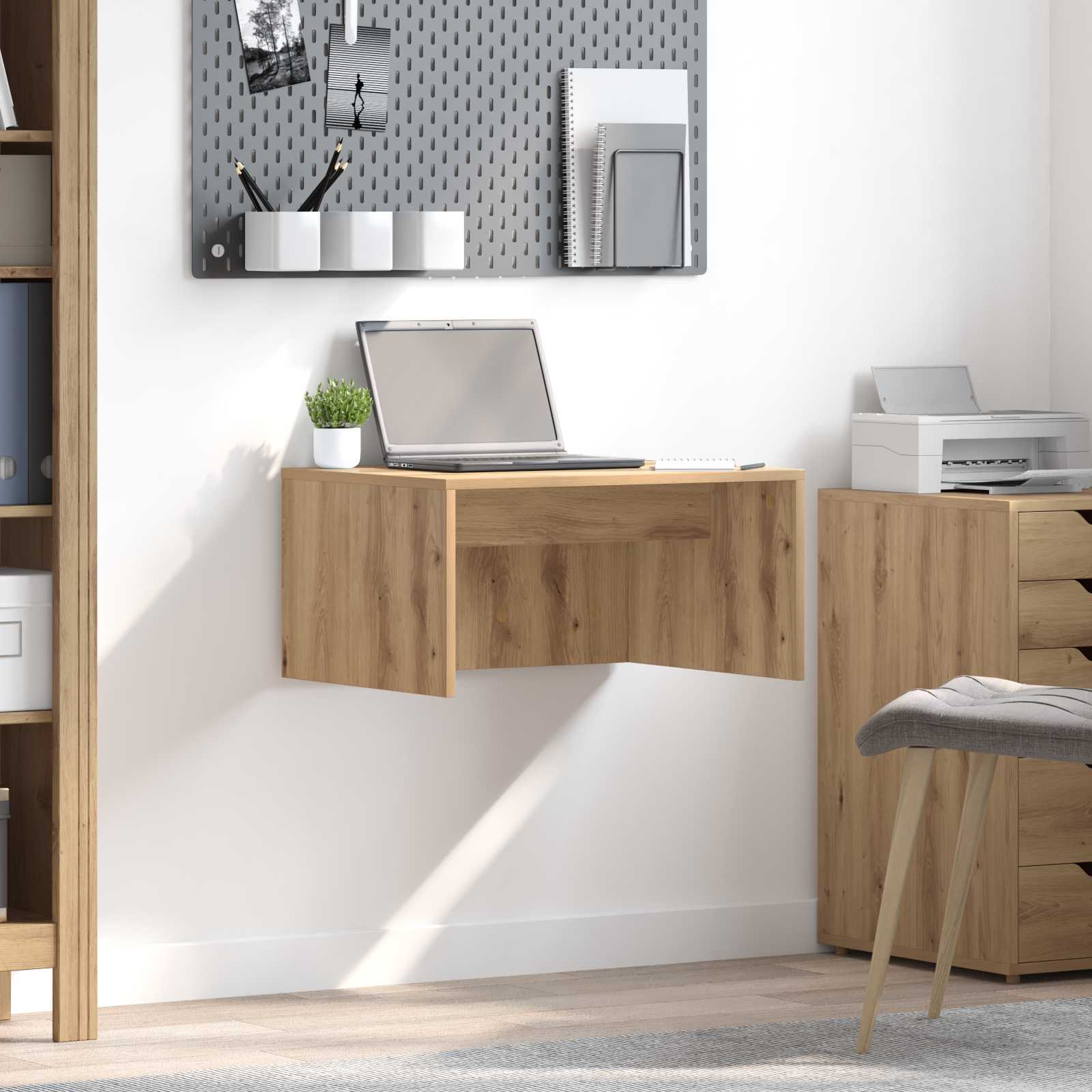 vidaXL Aan de muur bevestigd bureau Wit 100 x 45 x 30 cm Bewerkt hout
