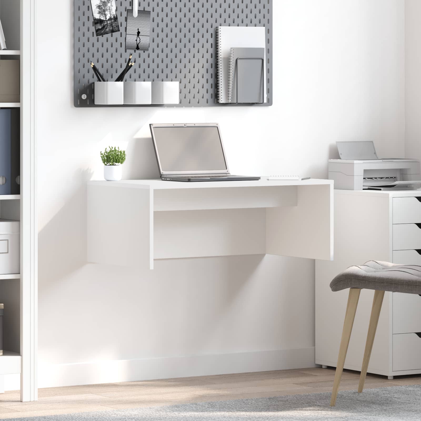vidaXL Aan de muur bevestigd bureau Wit 100 x 45 x 30 cm Bewerkt hout