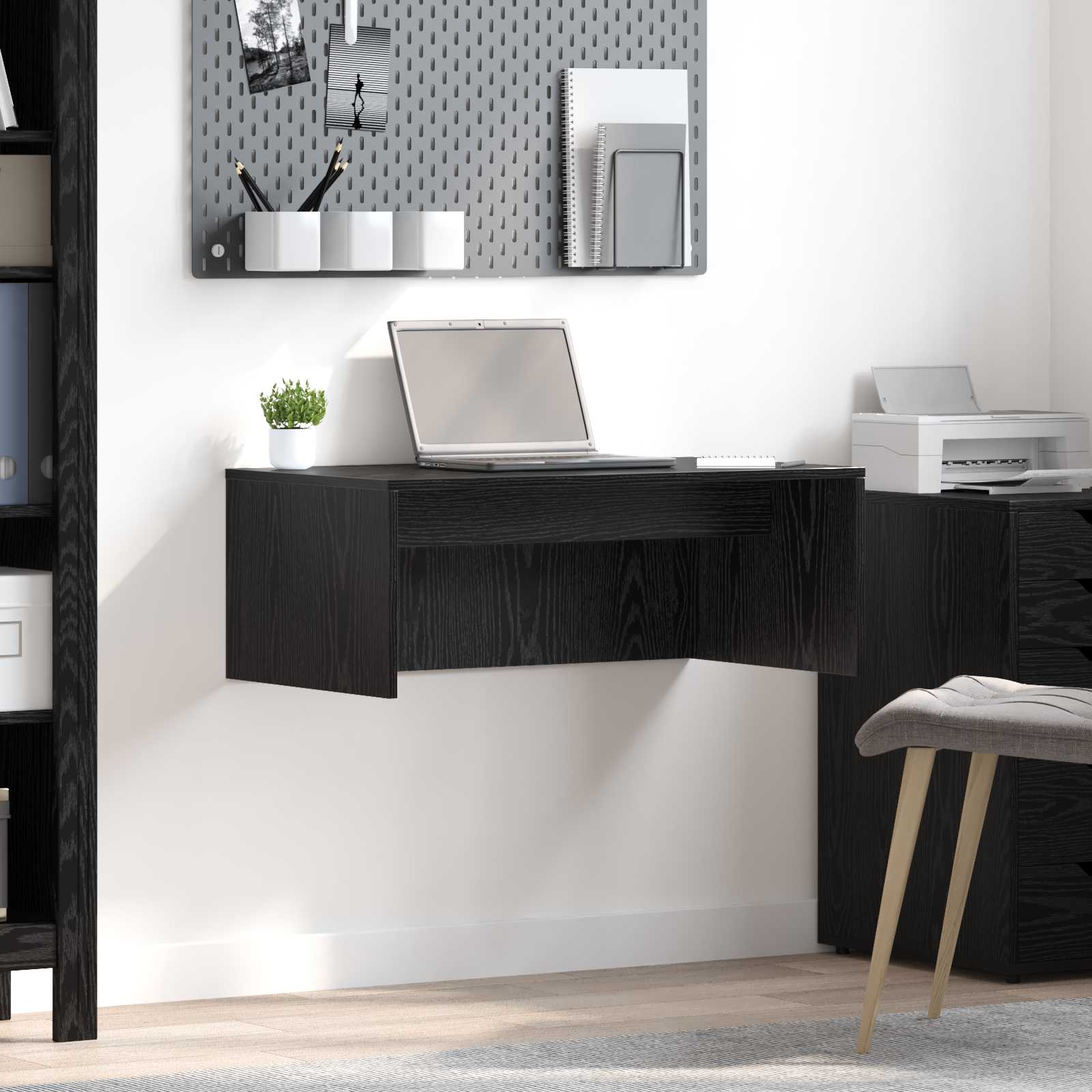 vidaXL Aan de muur bevestigd bureau Wit 100 x 45 x 30 cm Bewerkt hout