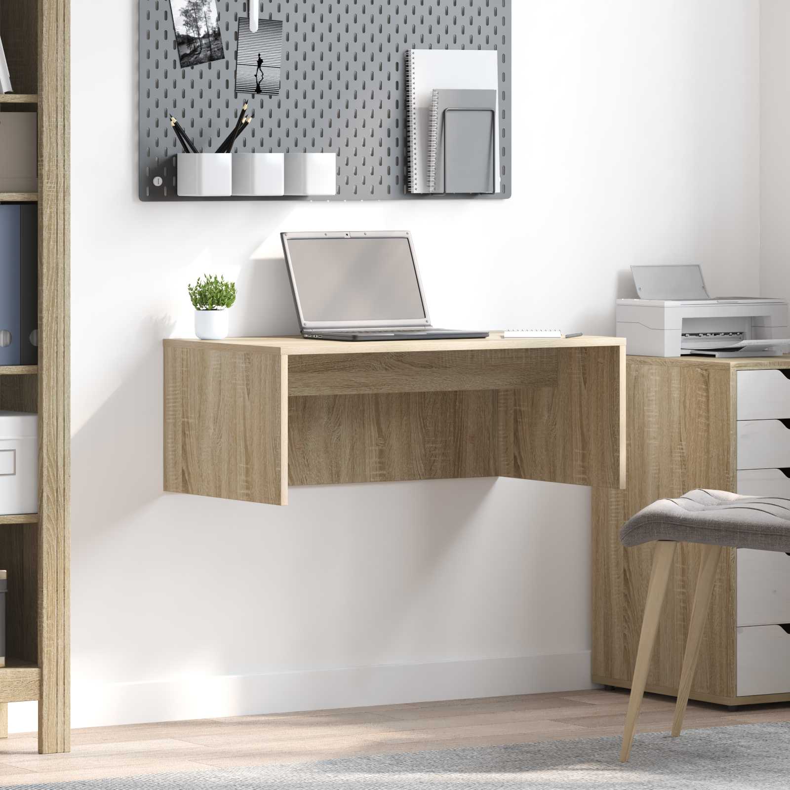 vidaXL Aan de muur bevestigd bureau Wit 100 x 45 x 30 cm Bewerkt hout