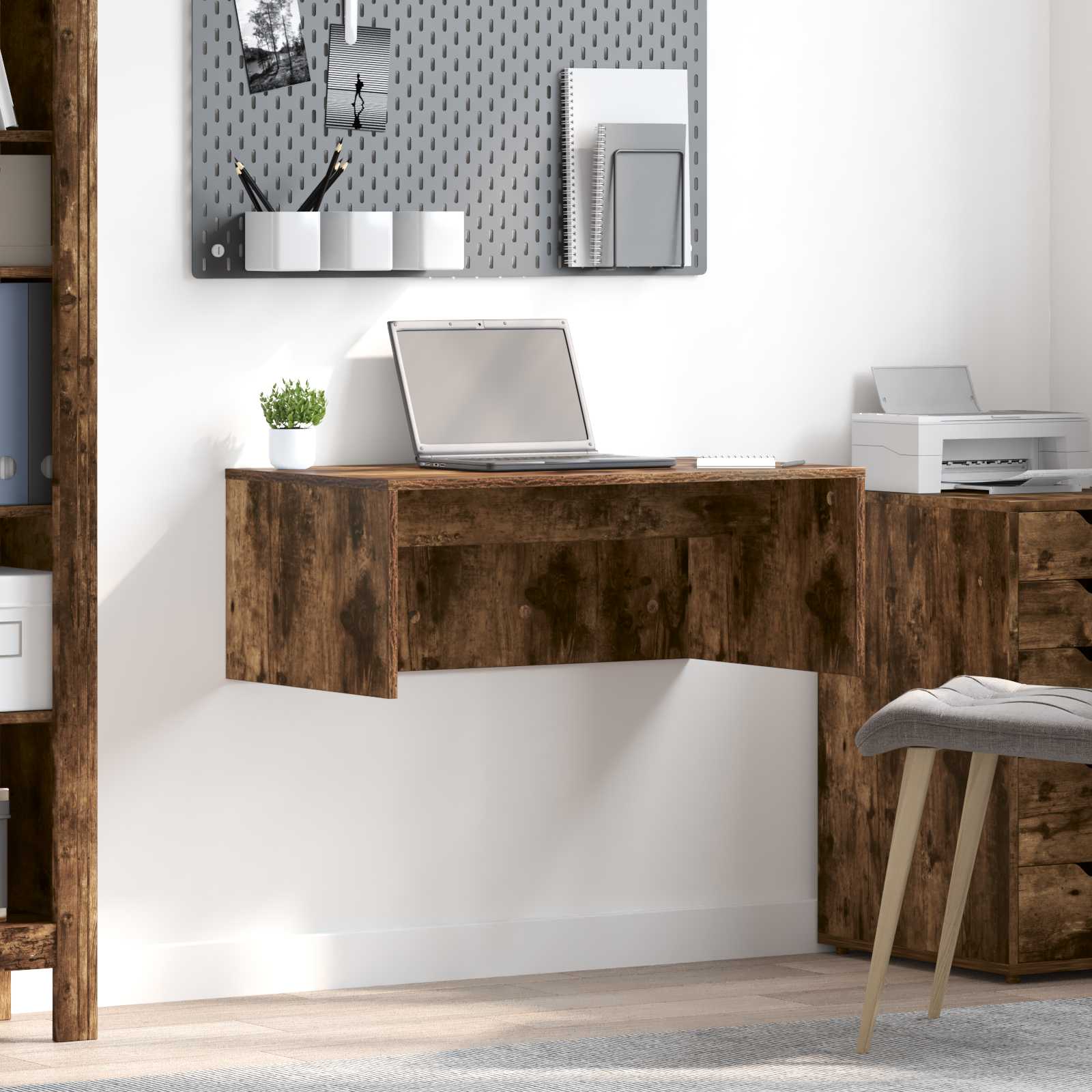 vidaXL Aan de muur bevestigd bureau Wit 100 x 45 x 30 cm Bewerkt hout