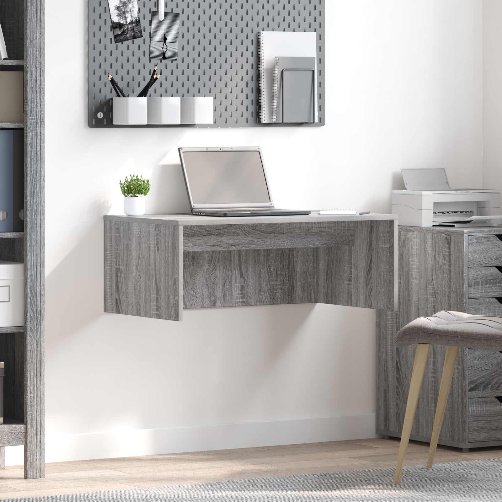 vidaXL Aan de muur bevestigd bureau Wit 100 x 45 x 30 cm Bewerkt hout