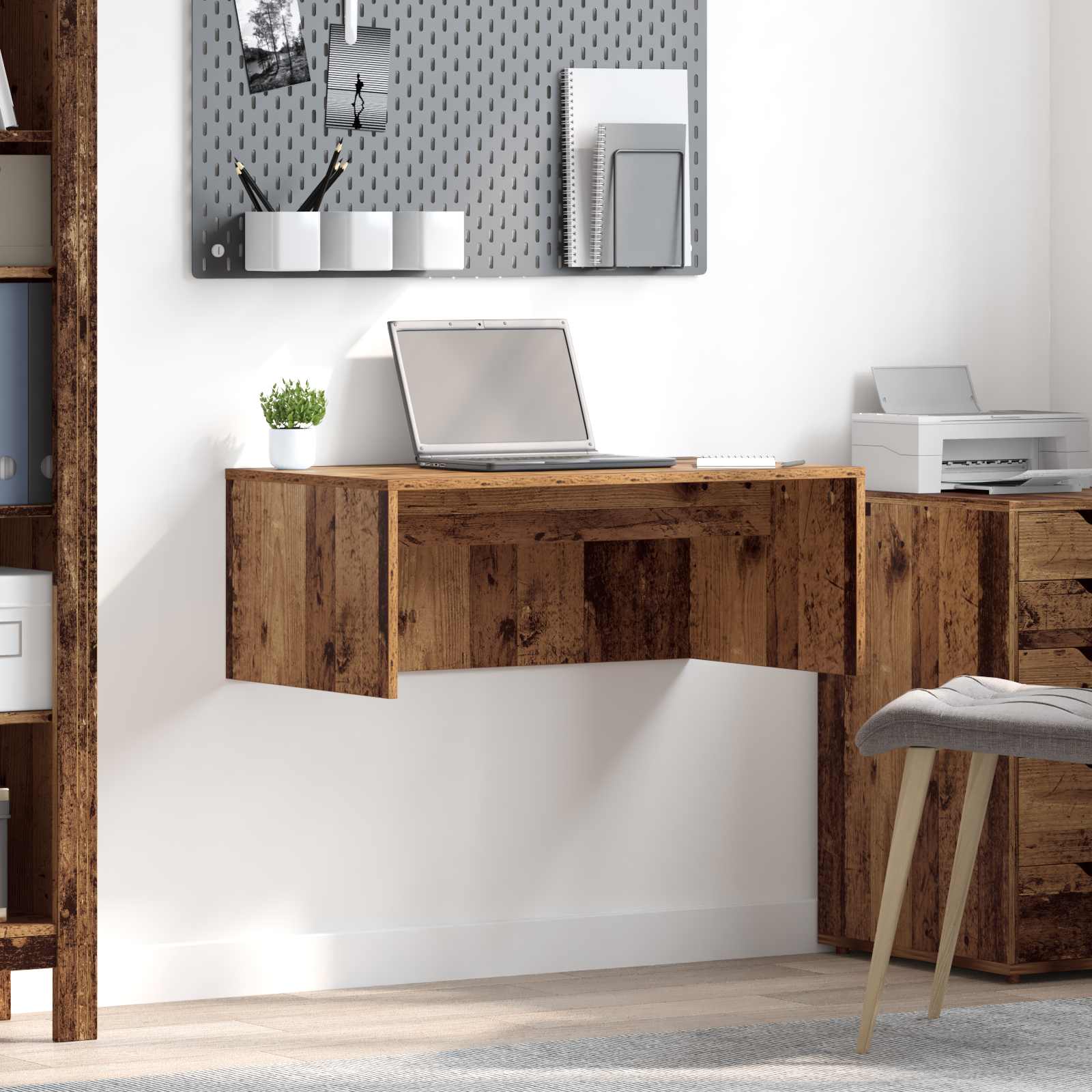 vidaXL Aan de muur bevestigd bureau Wit 100 x 45 x 30 cm Bewerkt hout