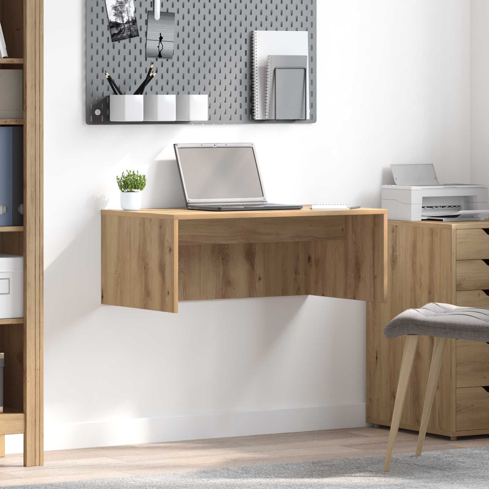 vidaXL Aan de muur bevestigd bureau Wit 100 x 45 x 30 cm Bewerkt hout