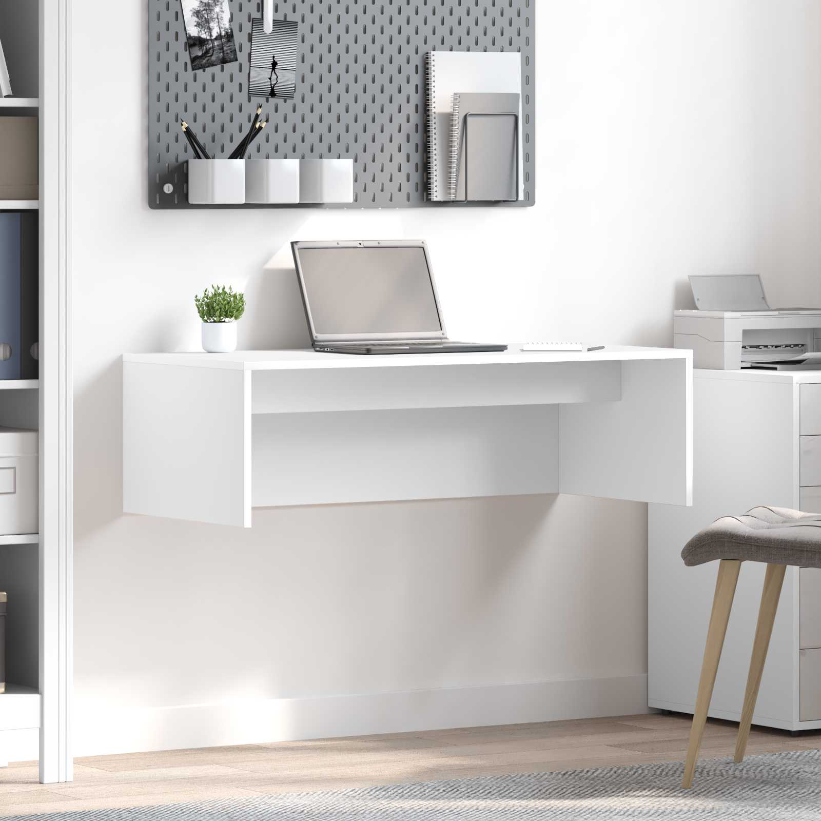 vidaXL Aan de muur bevestigd bureau Wit 100 x 45 x 30 cm Bewerkt hout