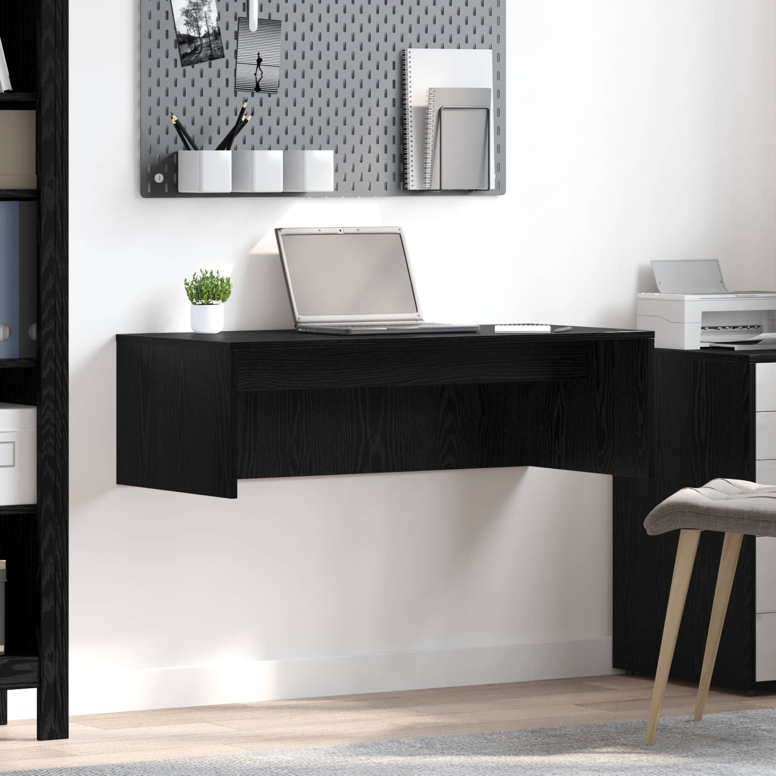 vidaXL Aan de muur bevestigd bureau Wit 100 x 45 x 30 cm Bewerkt hout