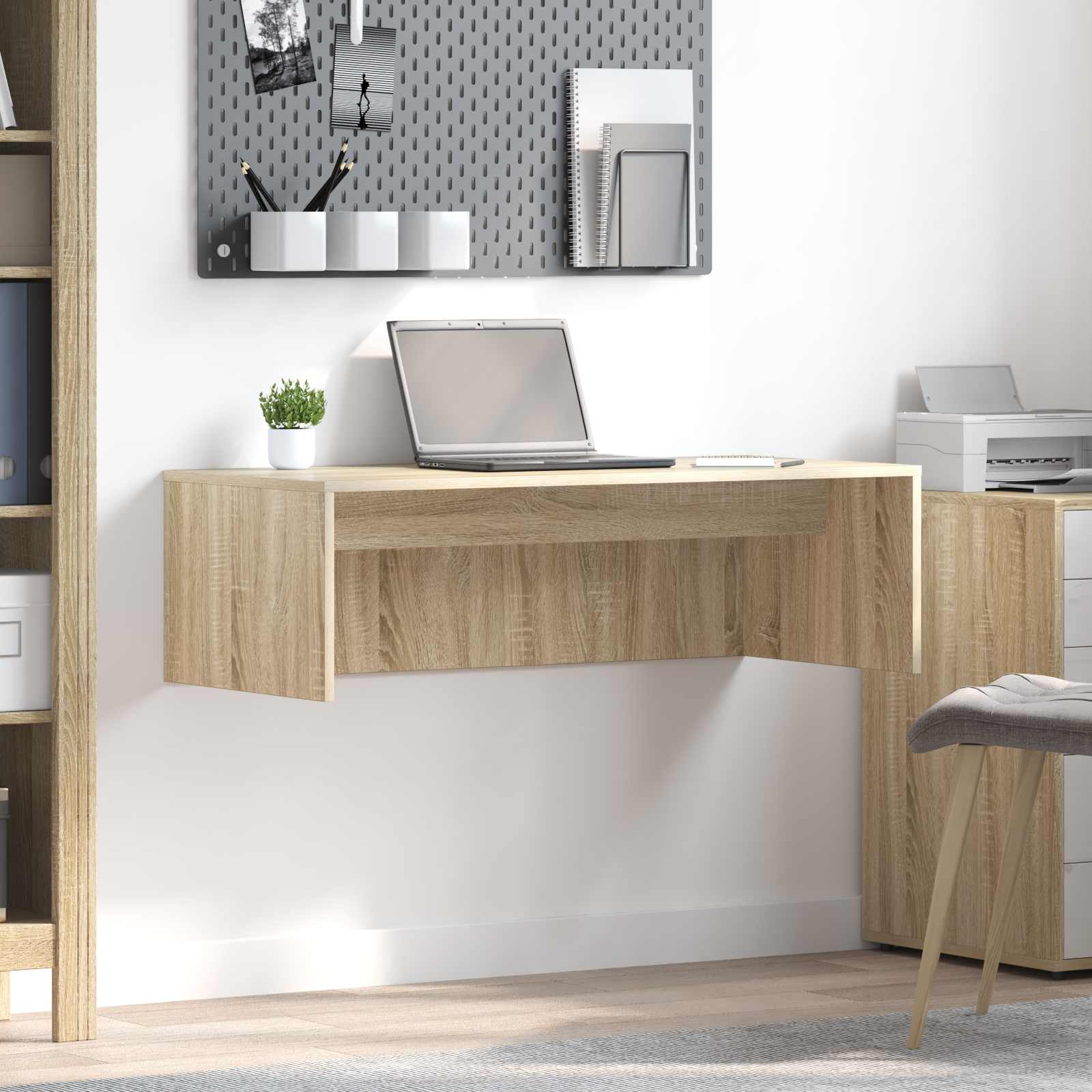 vidaXL Aan de muur bevestigd bureau Wit 100 x 45 x 30 cm Bewerkt hout
