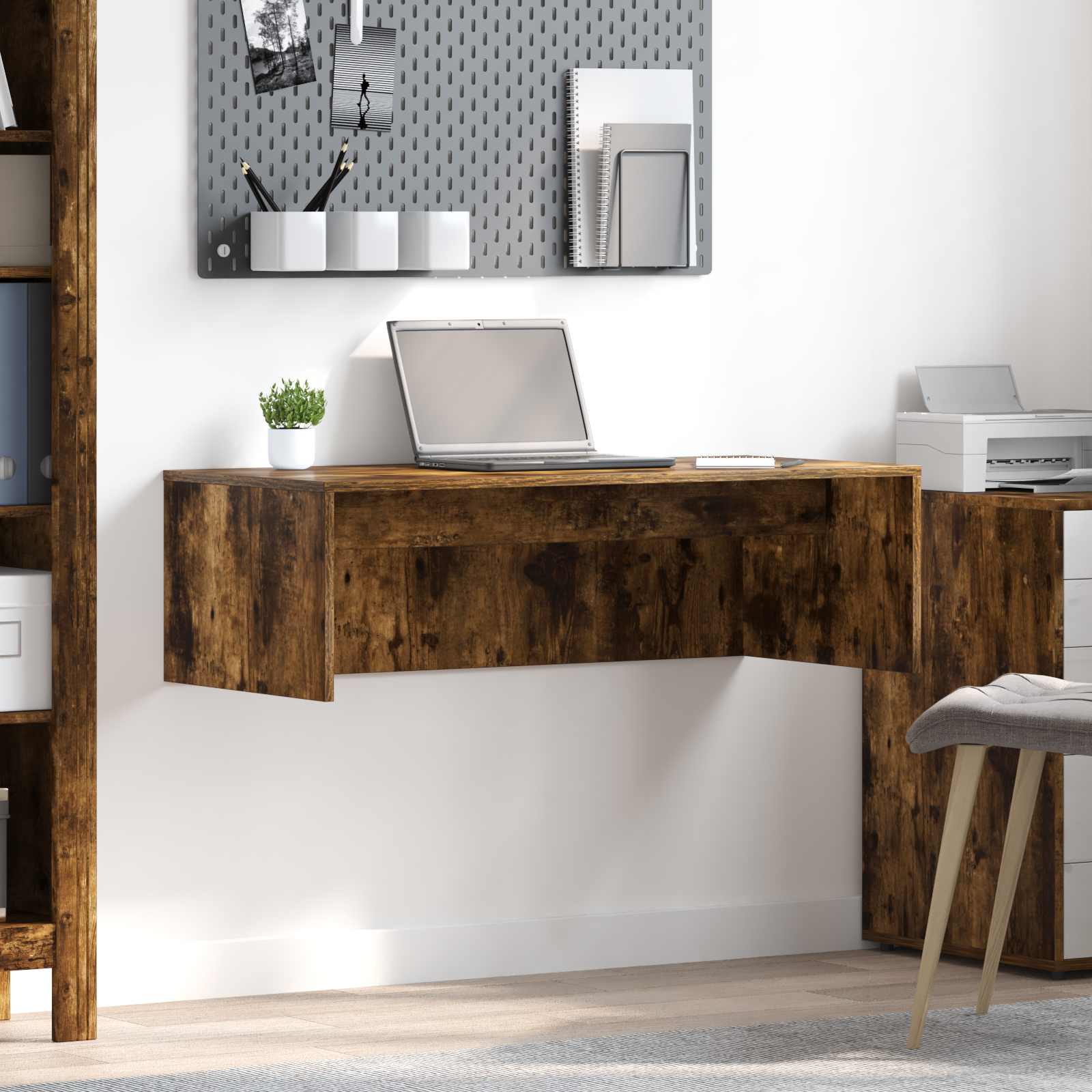 vidaXL Aan de muur bevestigd bureau Wit 100 x 45 x 30 cm Bewerkt hout