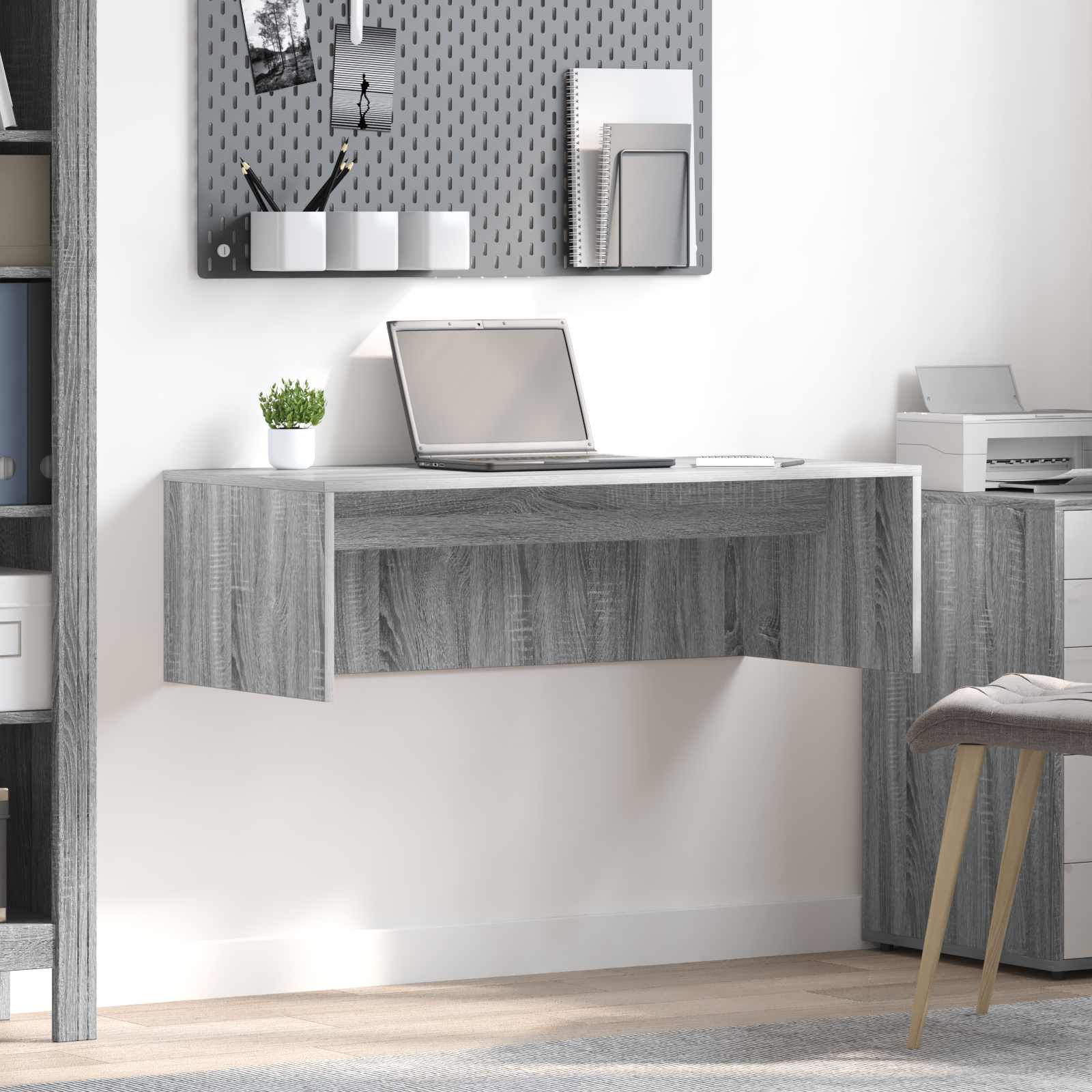 vidaXL Aan de muur bevestigd bureau Wit 100 x 45 x 30 cm Bewerkt hout