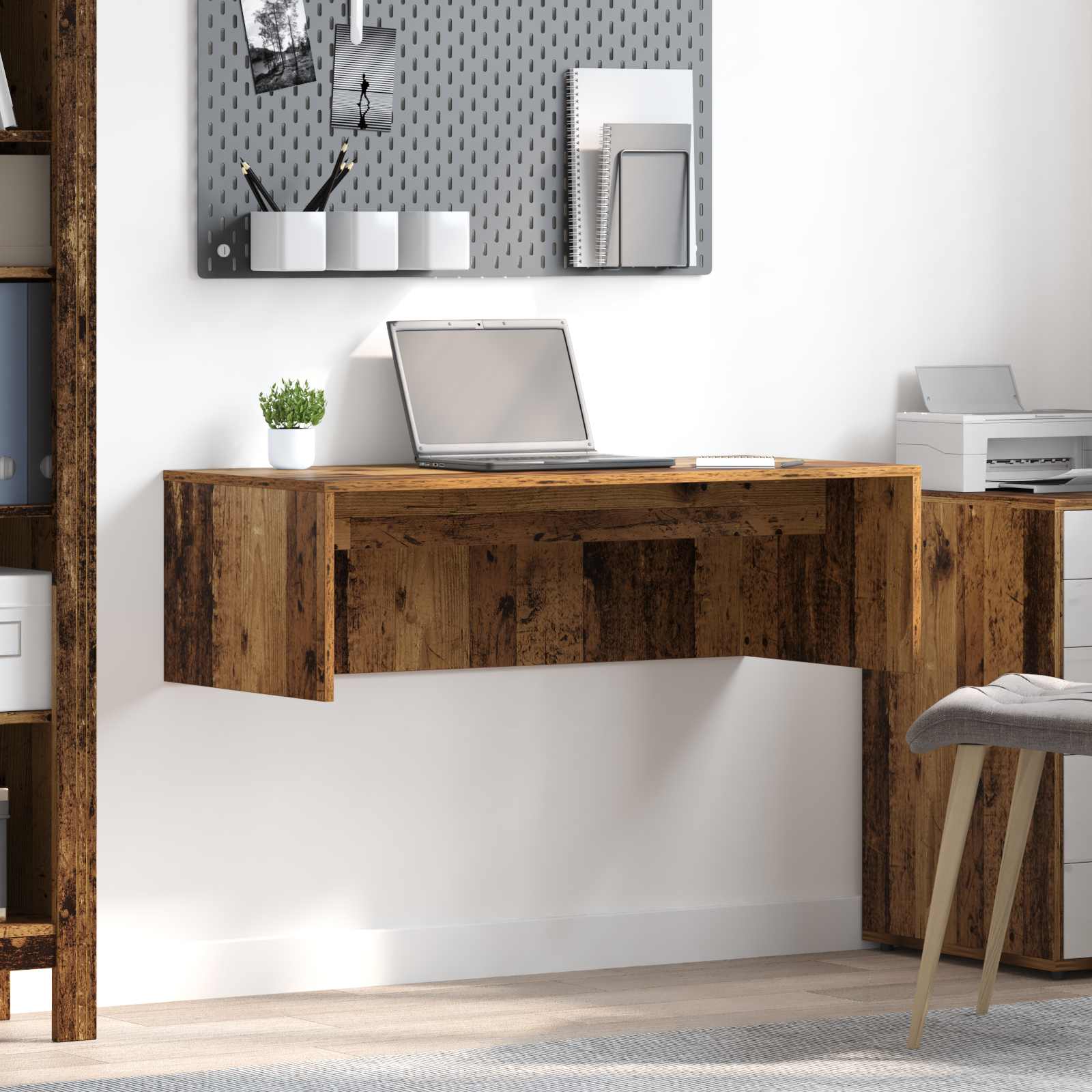 vidaXL Aan de muur bevestigd bureau Wit 100 x 45 x 30 cm Bewerkt hout