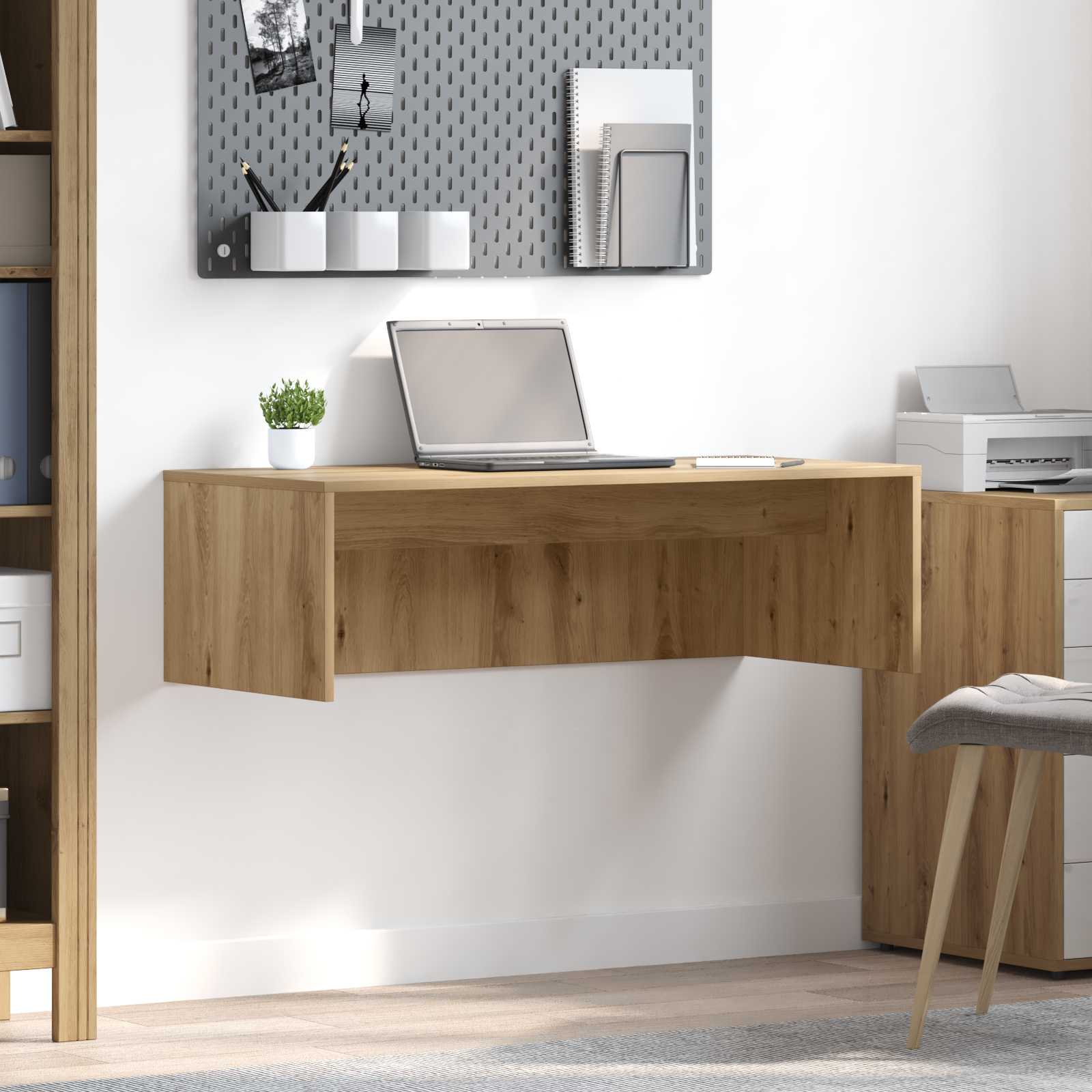 vidaXL Aan de muur bevestigd bureau Wit 100 x 45 x 30 cm Bewerkt hout