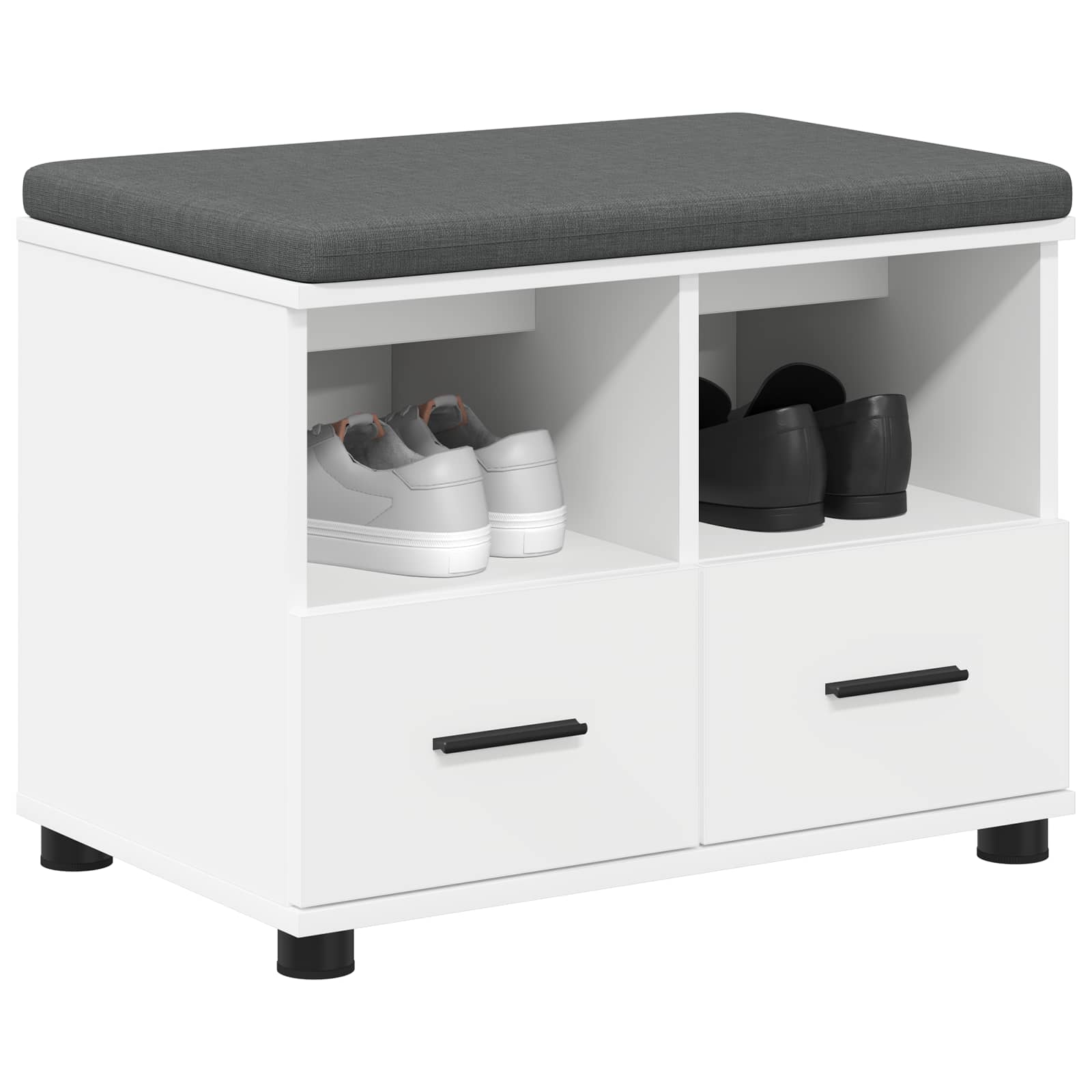 vidaXL Halbank Wit 60 x 38 x 46 cm Spaanplaat en Bekledingsstof
