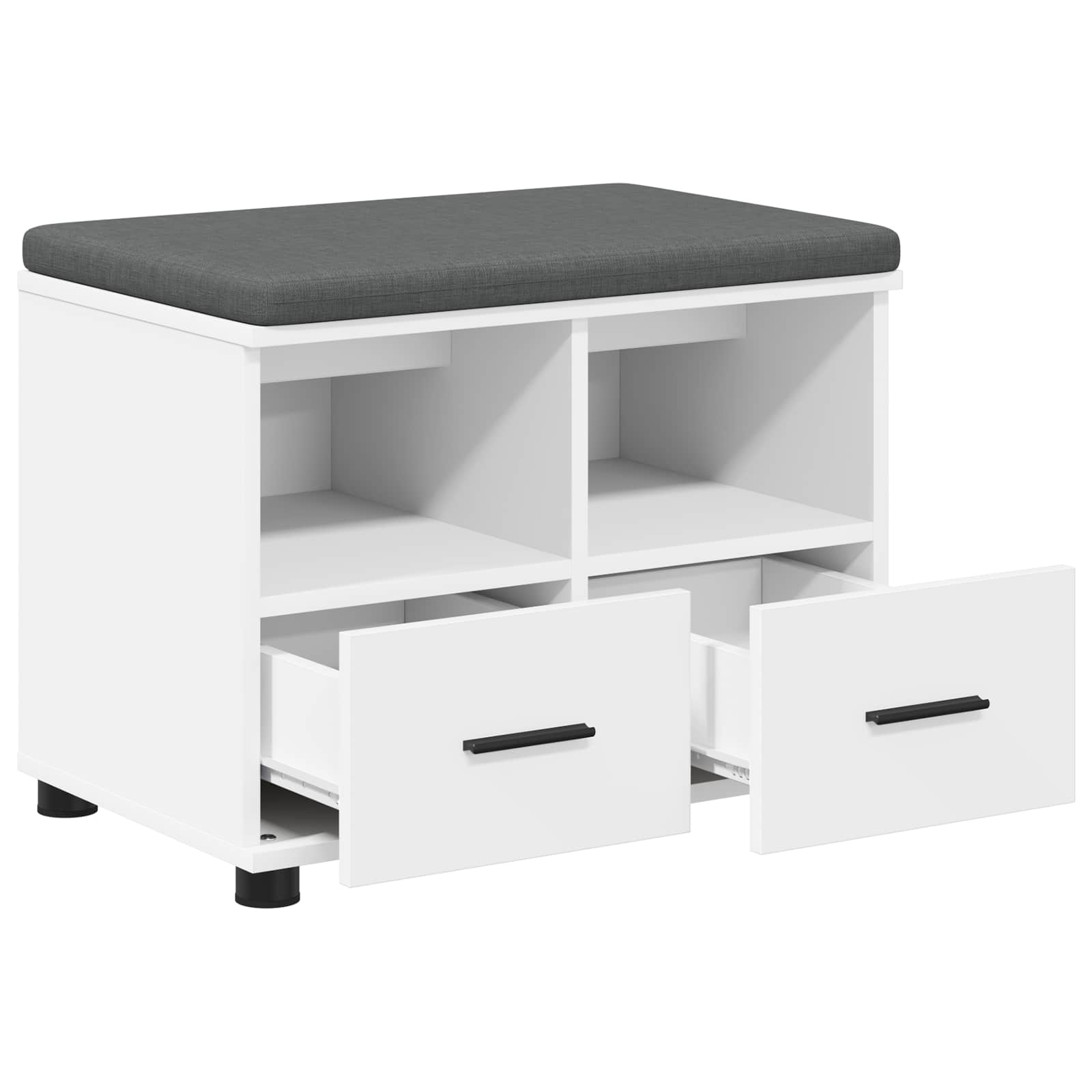 vidaXL Halbank Wit 60 x 38 x 46 cm Spaanplaat en Bekledingsstof