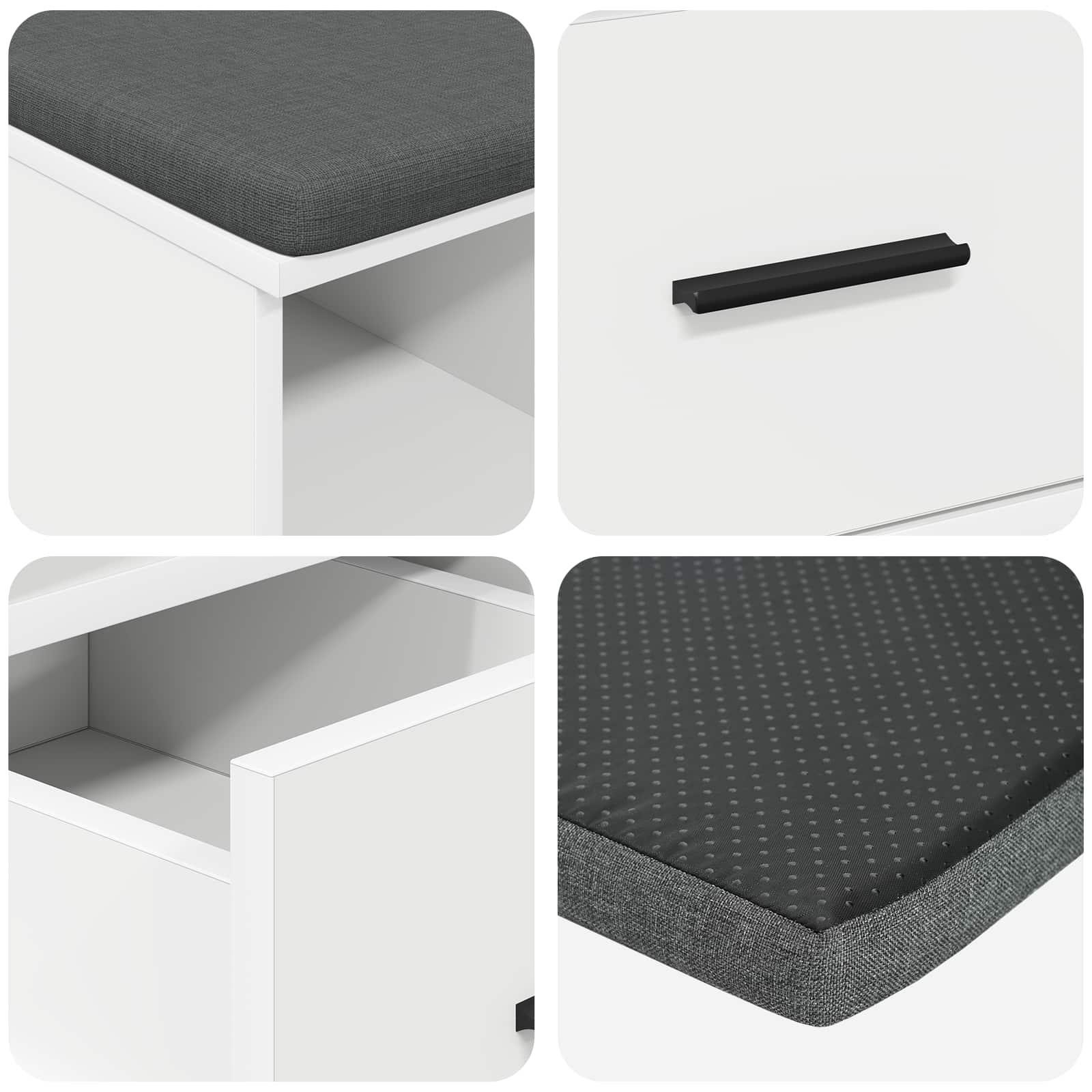 vidaXL Halbank Wit 60 x 38 x 46 cm Spaanplaat en Bekledingsstof