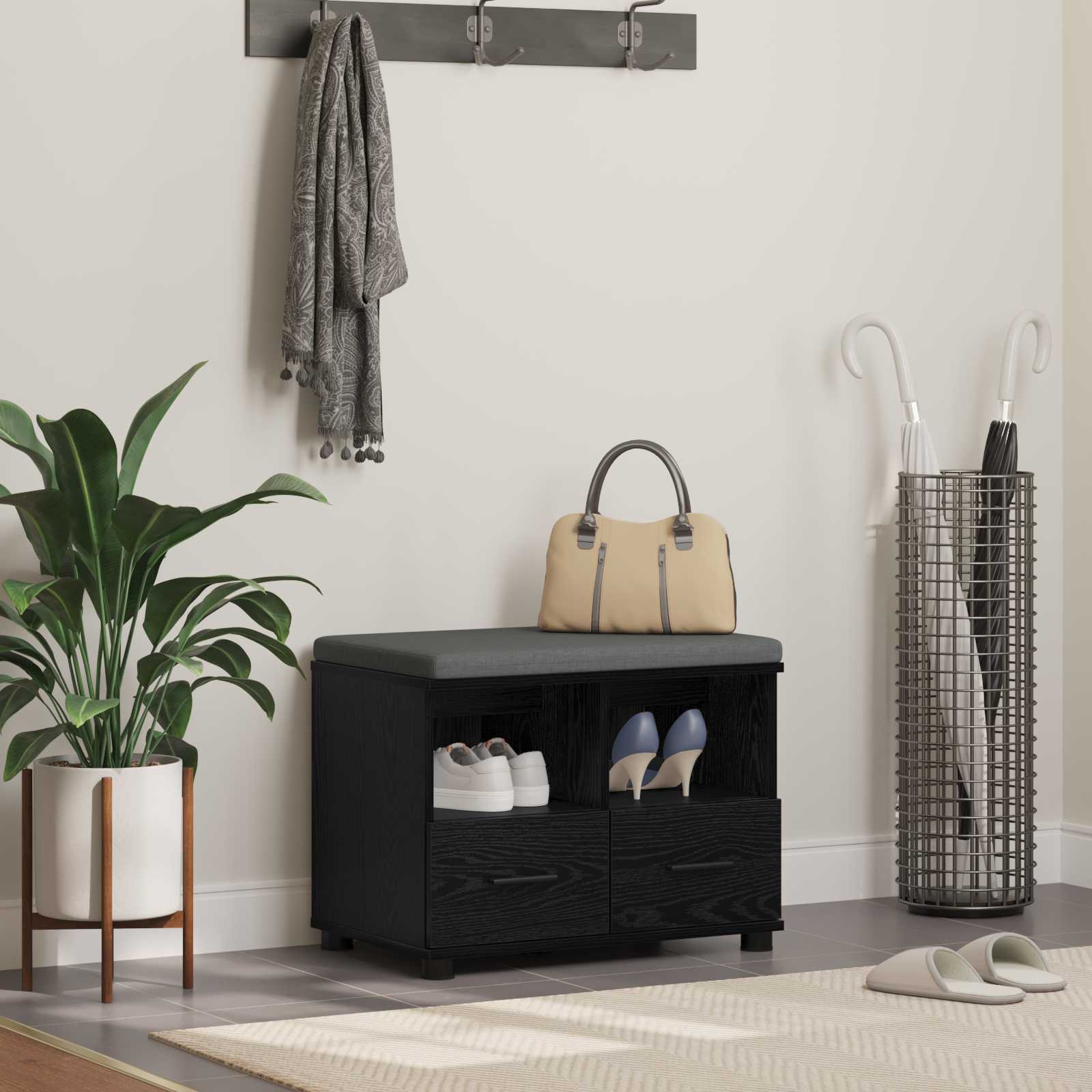 vidaXL Halbank Wit 60 x 38 x 46 cm Spaanplaat en Bekledingsstof