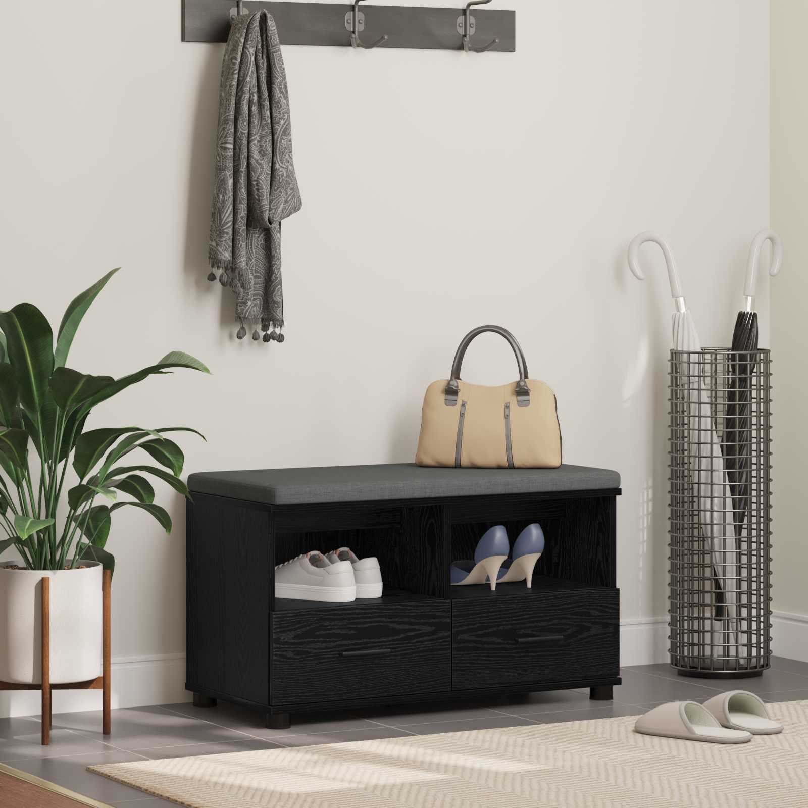 vidaXL Halbank Wit 60 x 38 x 46 cm Spaanplaat en Bekledingsstof